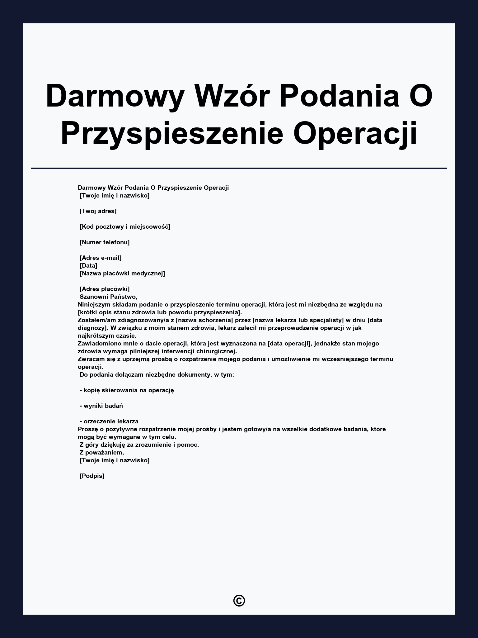 Darmowy Wzór Podania O Przyspieszenie Operacji