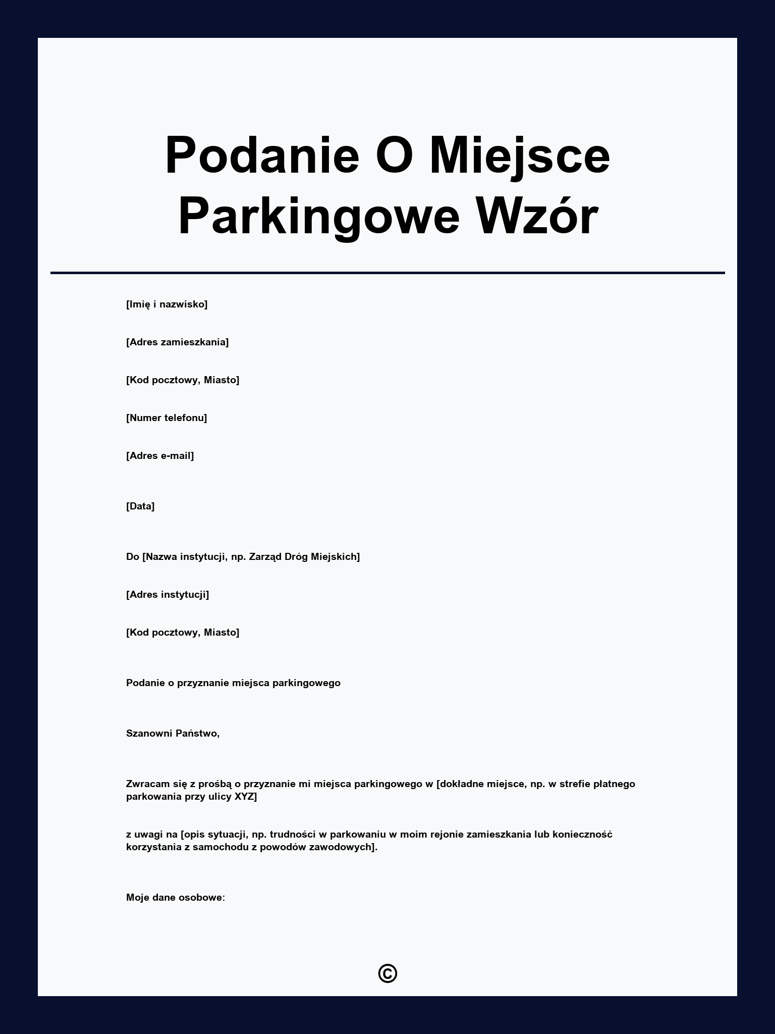 Podanie O Miejsce Parkingowe Wzór