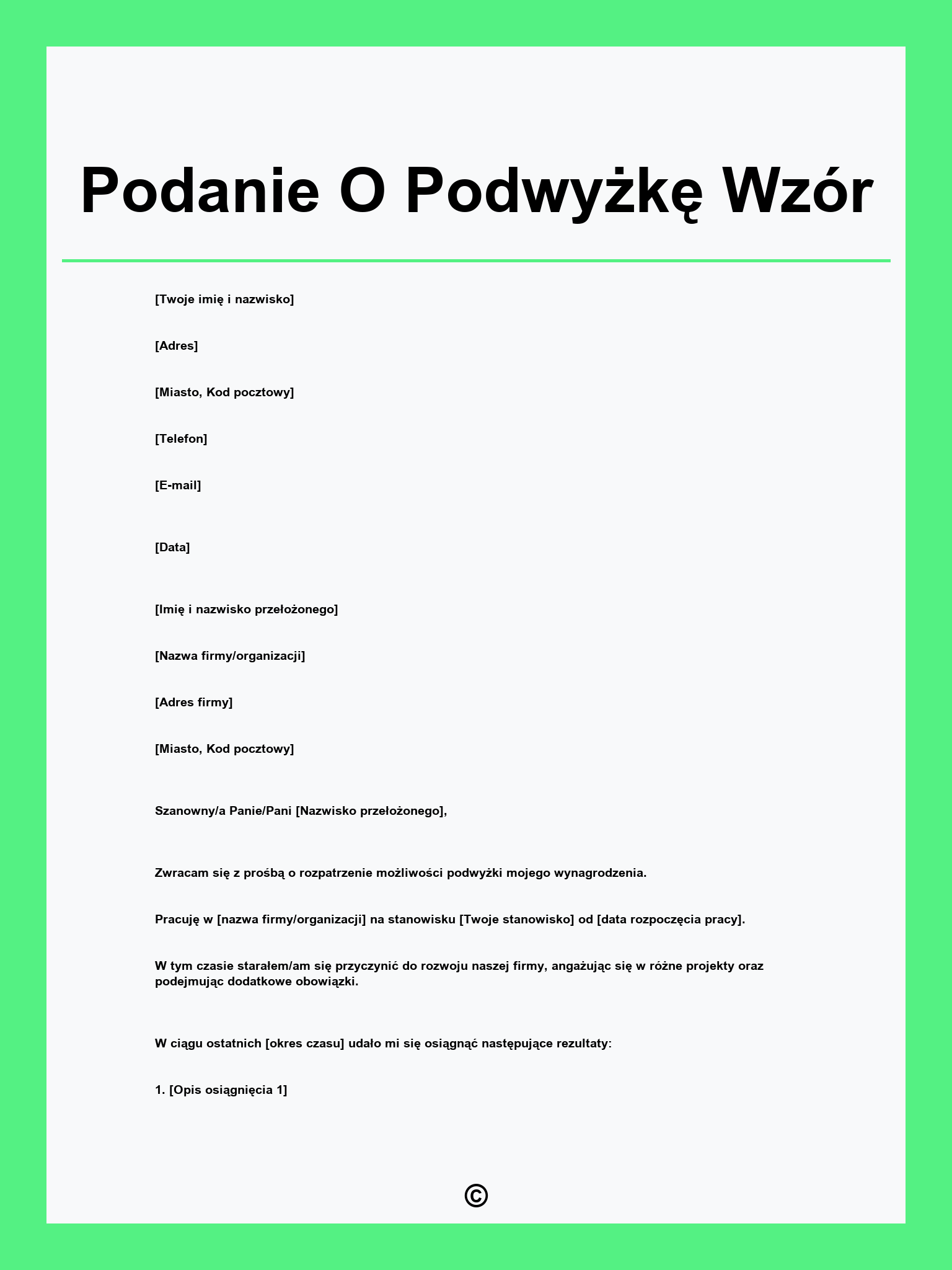 Podanie O Podwyżkę Wzór