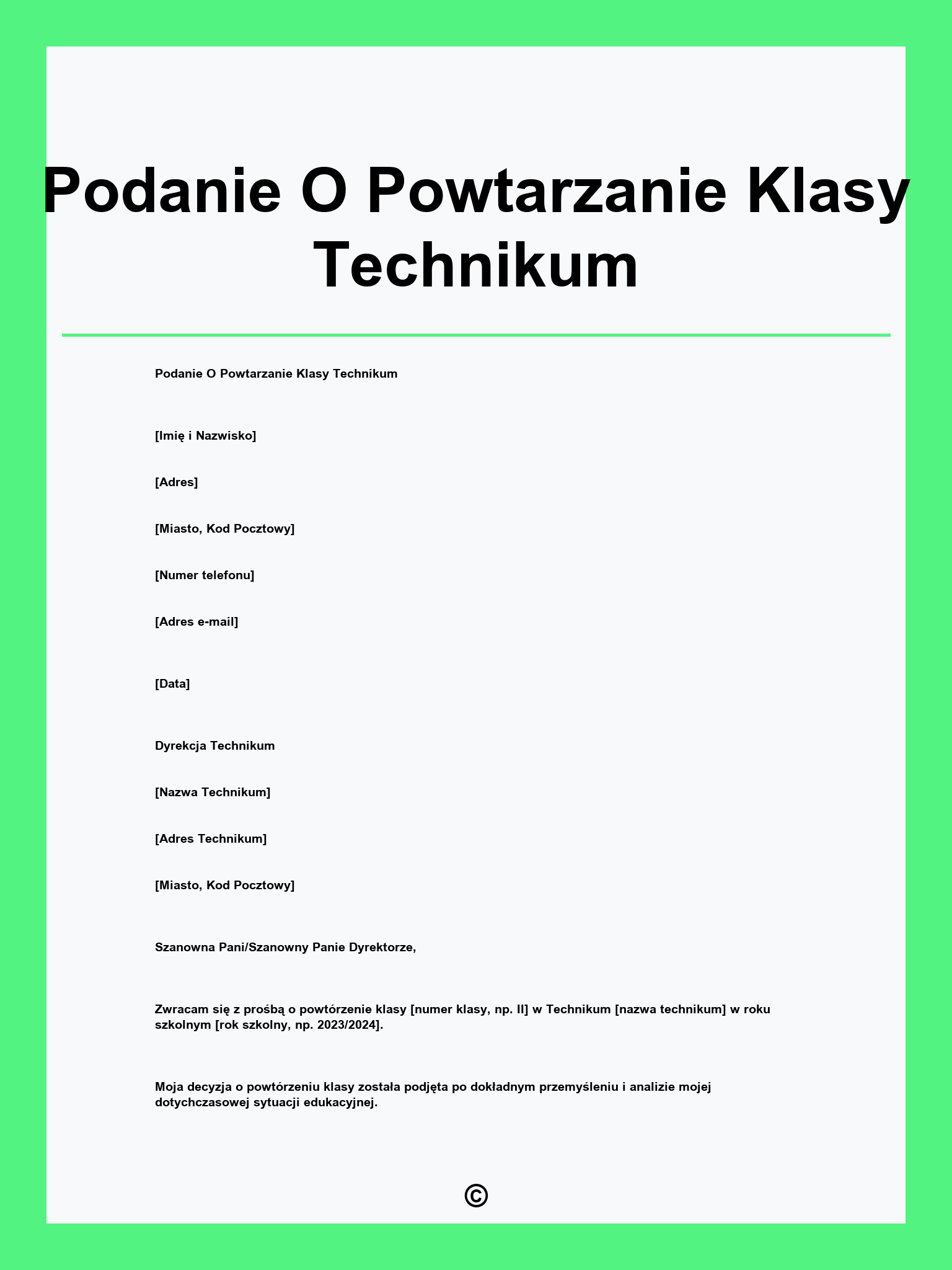 Podanie O Powtarzanie Klasy Technikum