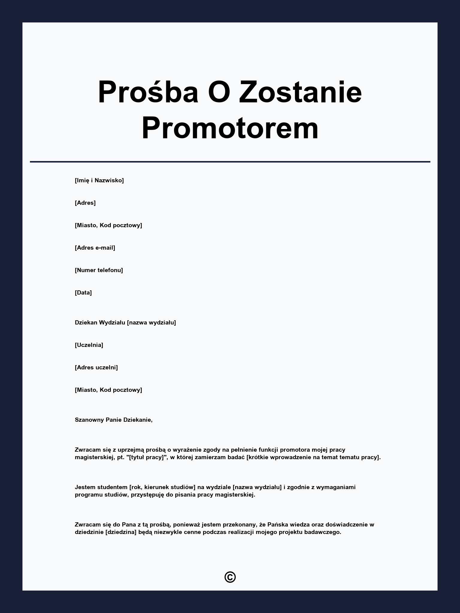 Prośba O Zostanie Promotorem