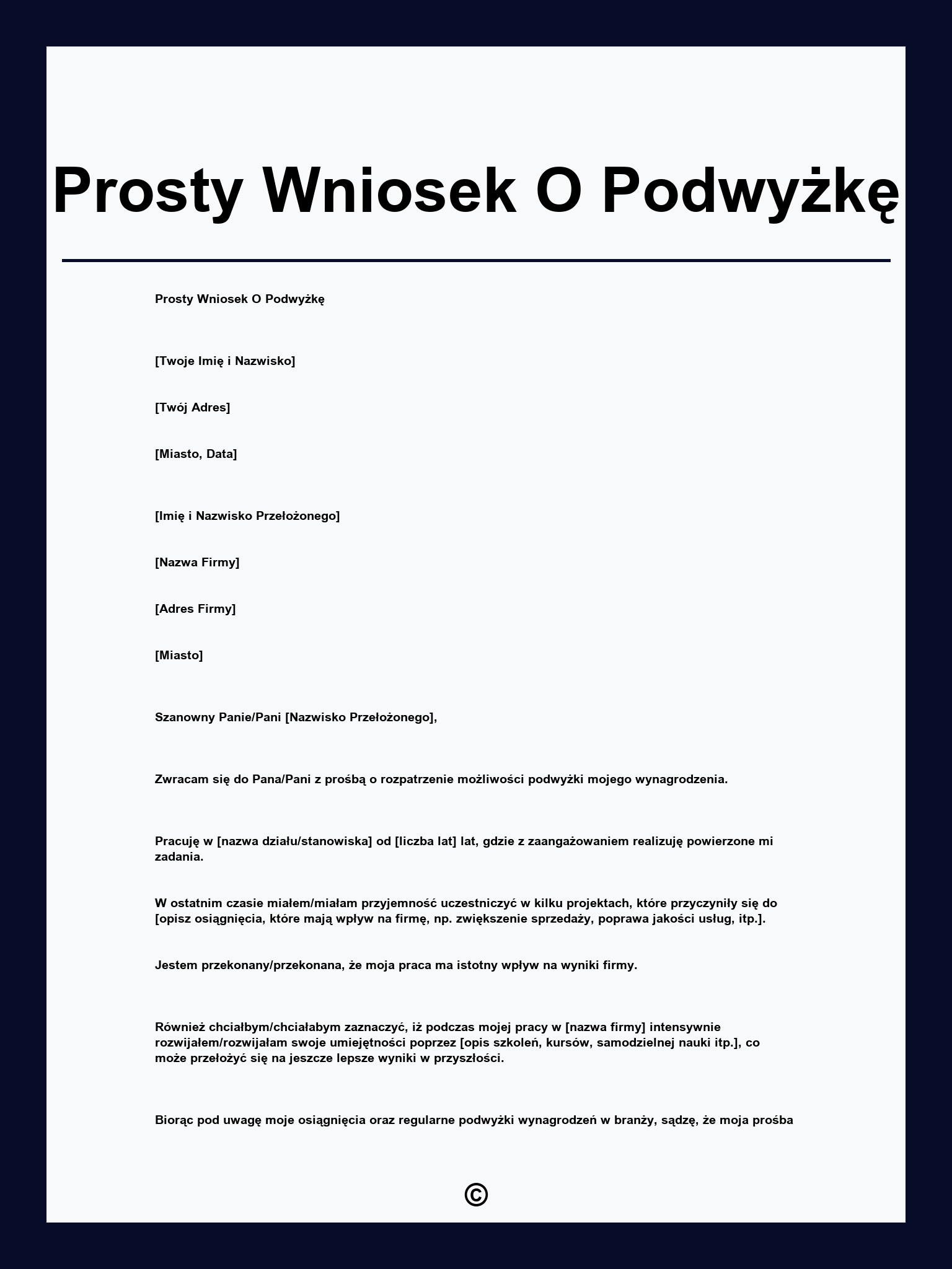 Prosty Wniosek O Podwyżkę