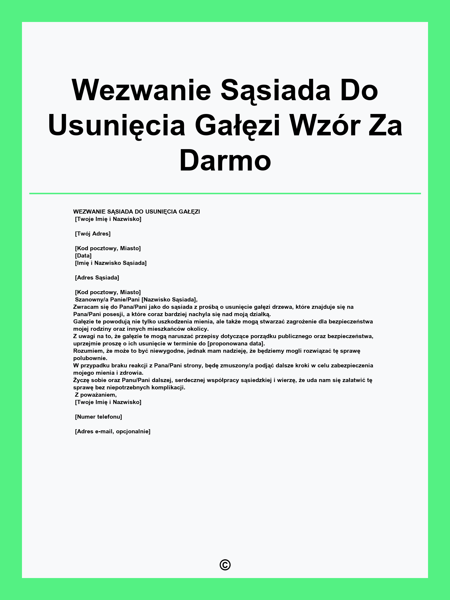 Wezwanie Sąsiada Do Usunięcia Gałęzi Wzór Za Darmo