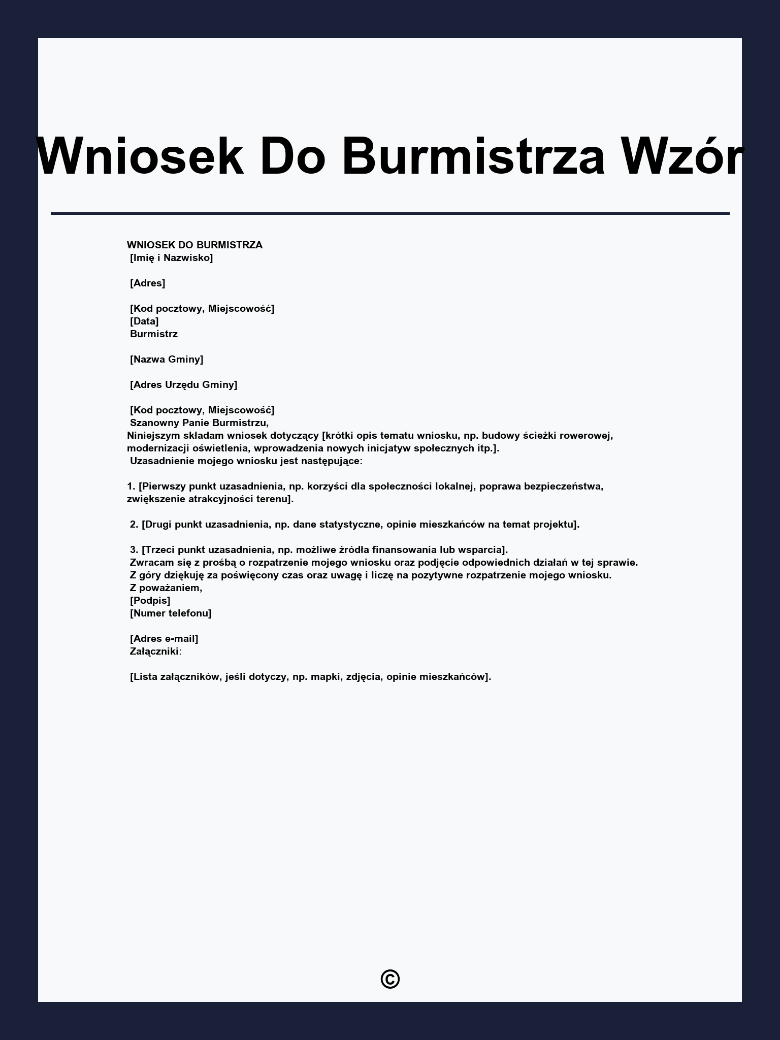 Wniosek Do Burmistrza Wzór