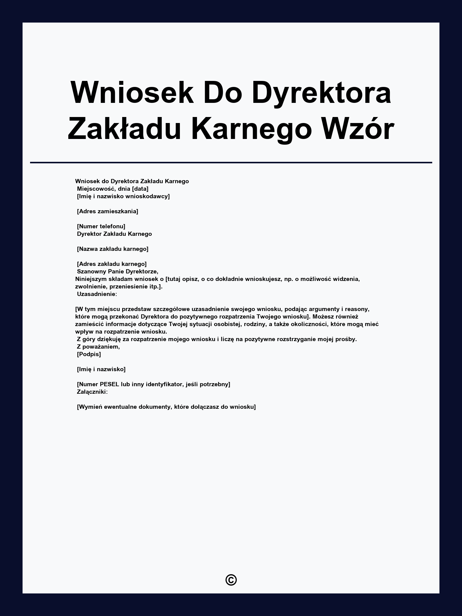 Wniosek Do Dyrektora Zakładu Karnego Wzór