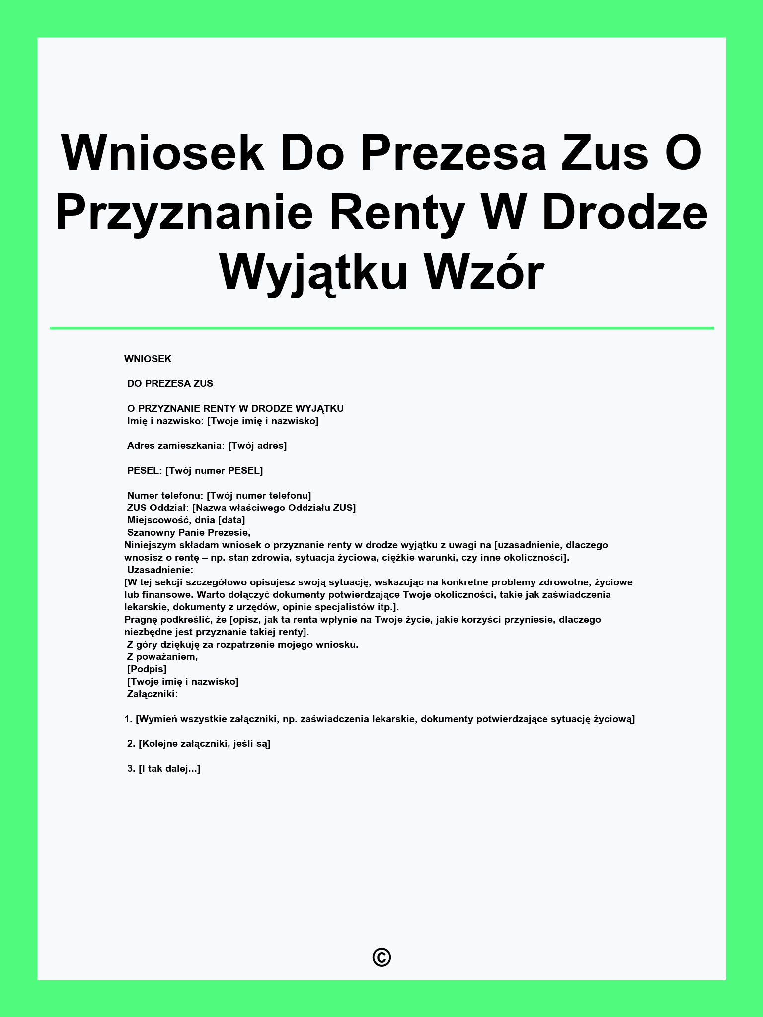Wniosek Do Prezesa Zus O Przyznanie Renty W Drodze Wyjątku Wzór