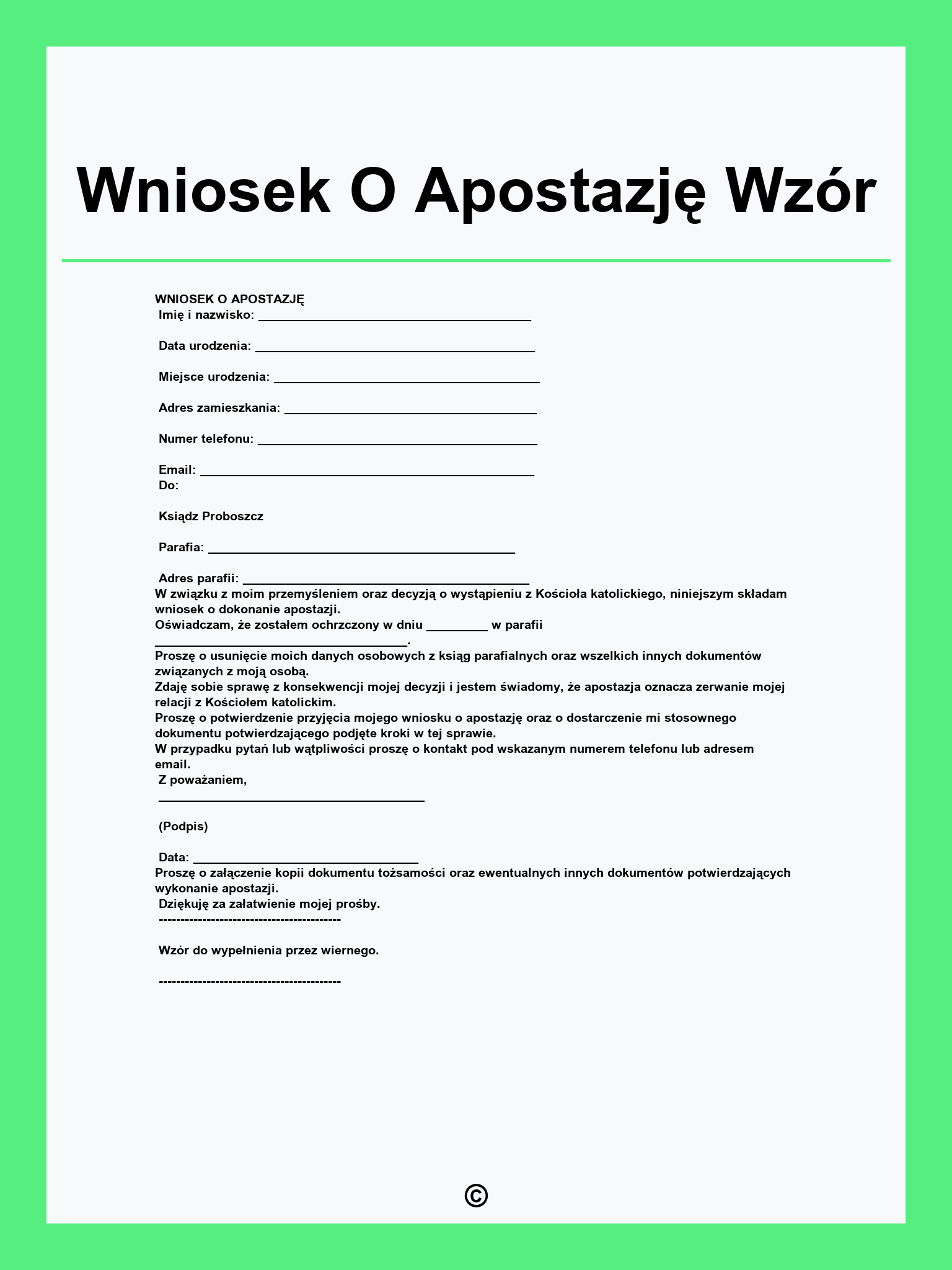 Wniosek O Apostazję Wzór