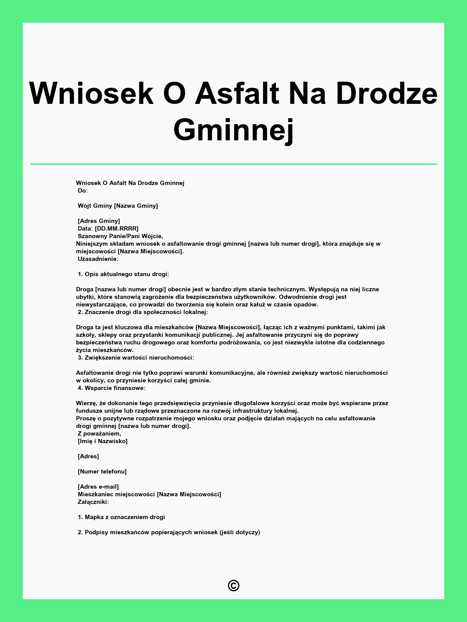 Wniosek O Asfalt Na Drodze Gminnej