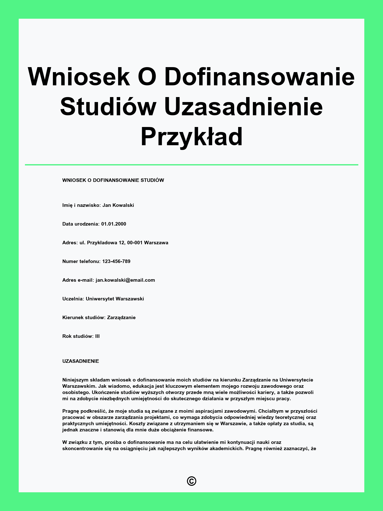 Wniosek O Dofinansowanie Studiów Uzasadnienie Przykład