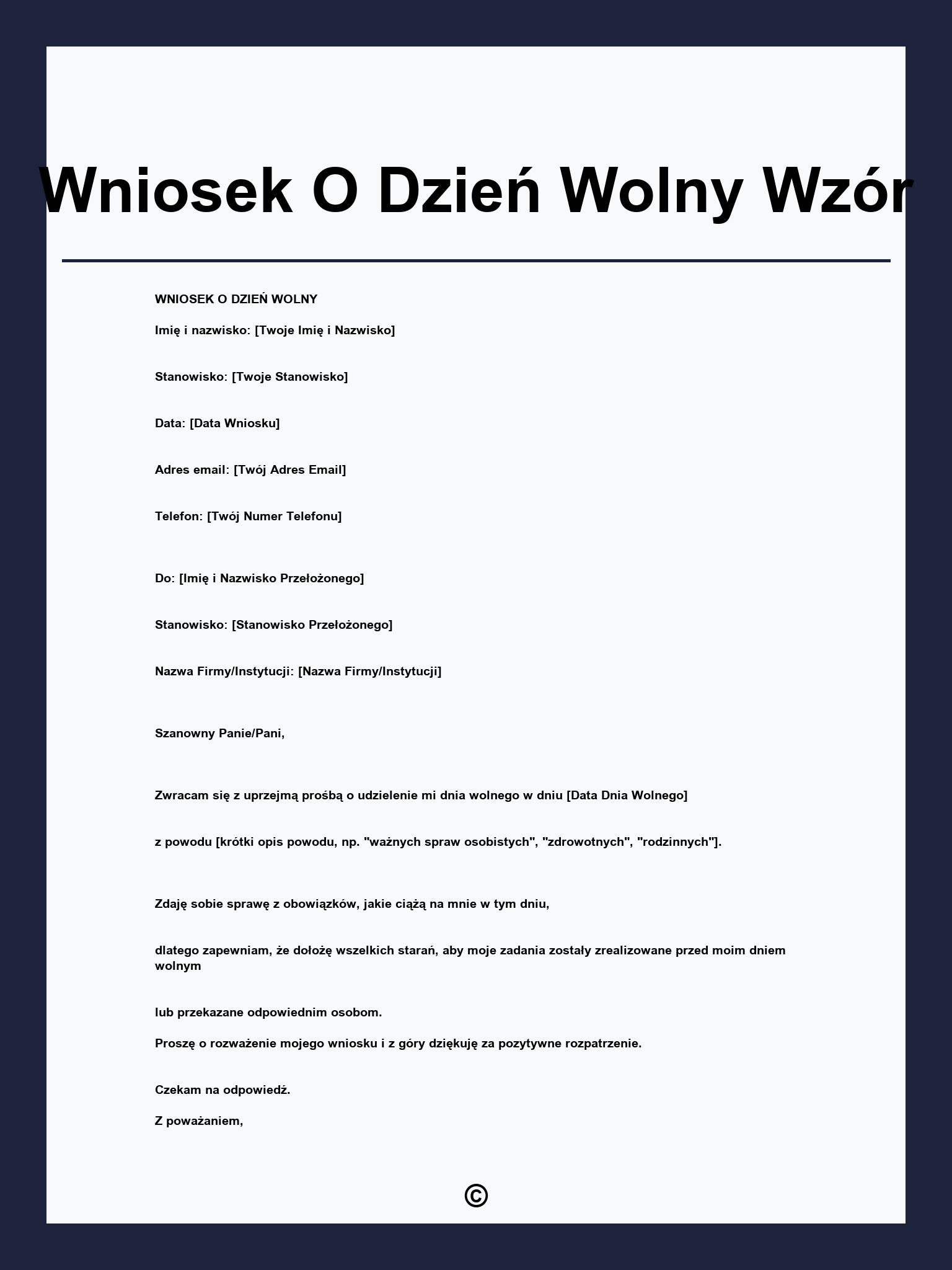 Wniosek O Dzień Wolny Wzór