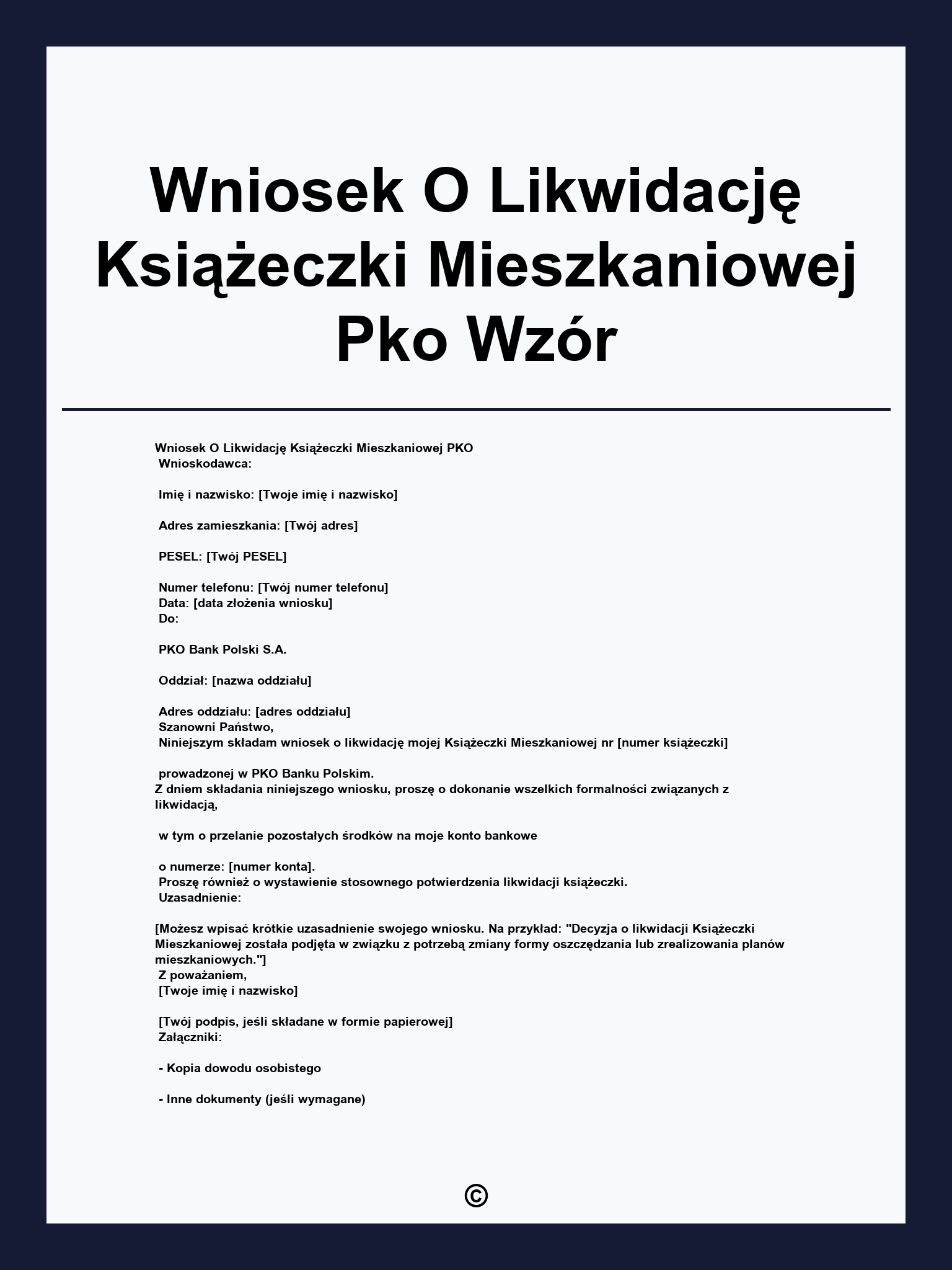Wniosek O Likwidację Książeczki Mieszkaniowej Pko Wzór