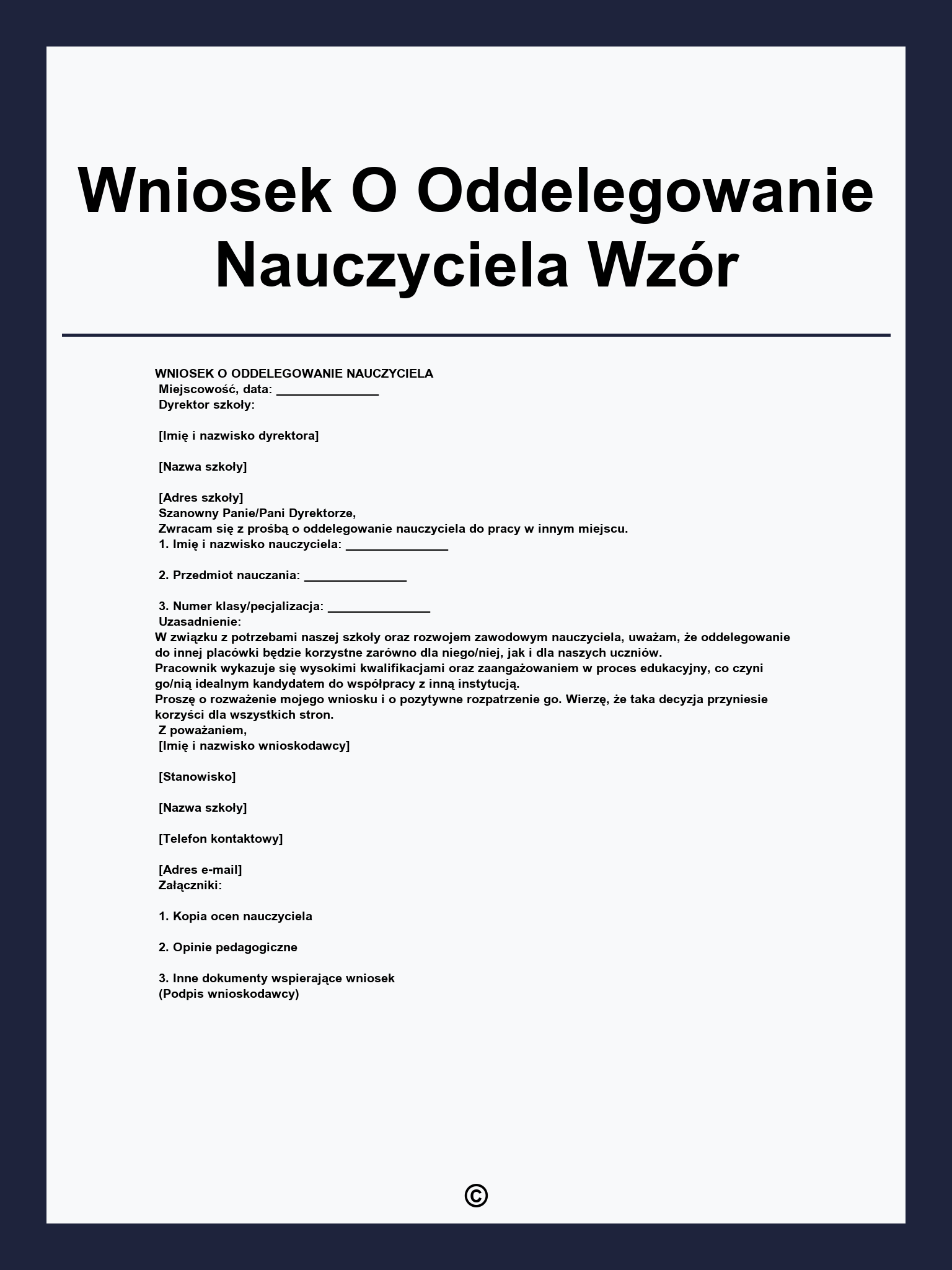 Wniosek O Oddelegowanie Nauczyciela Wzór