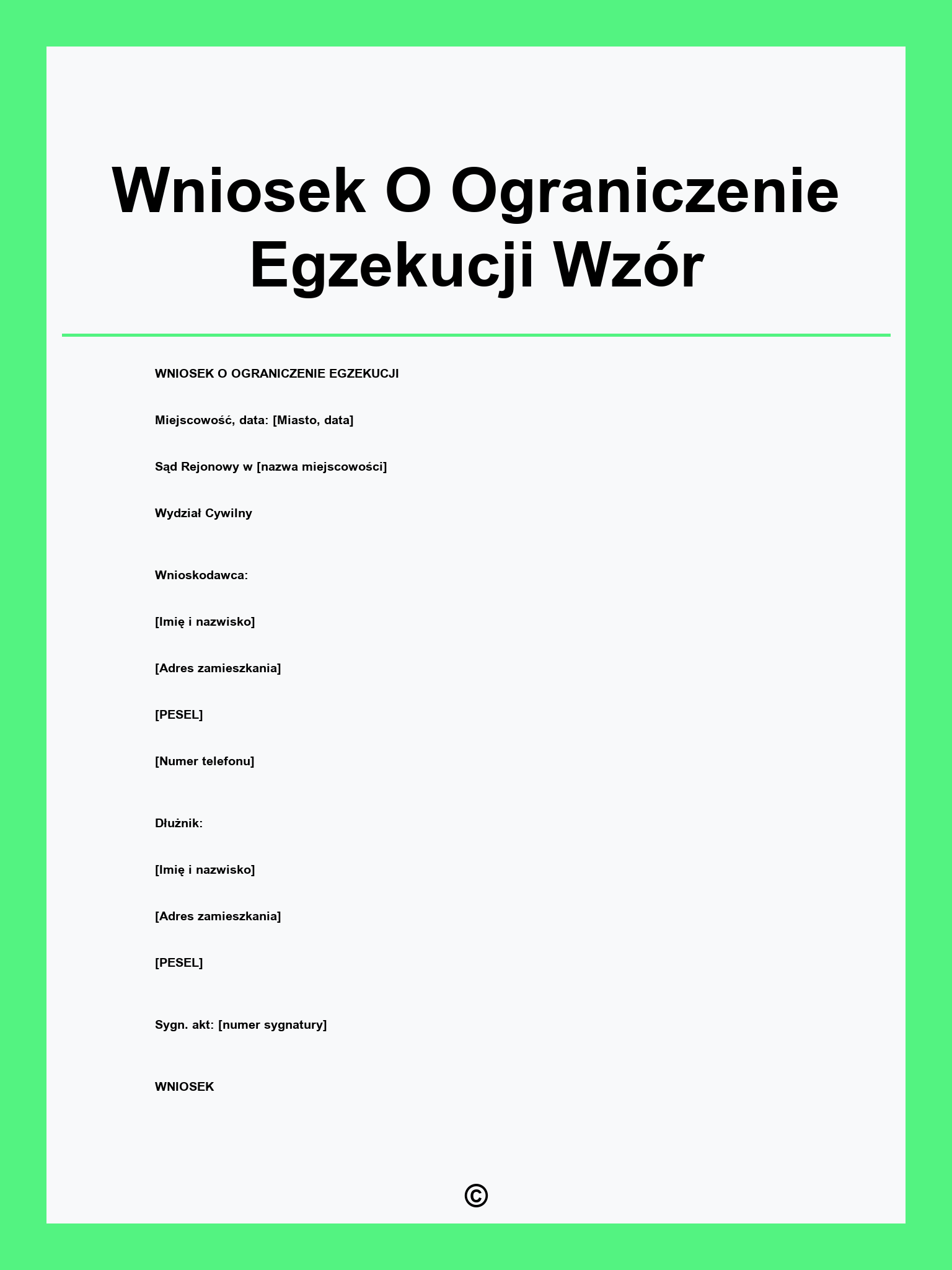 Wniosek O Ograniczenie Egzekucji Wzór