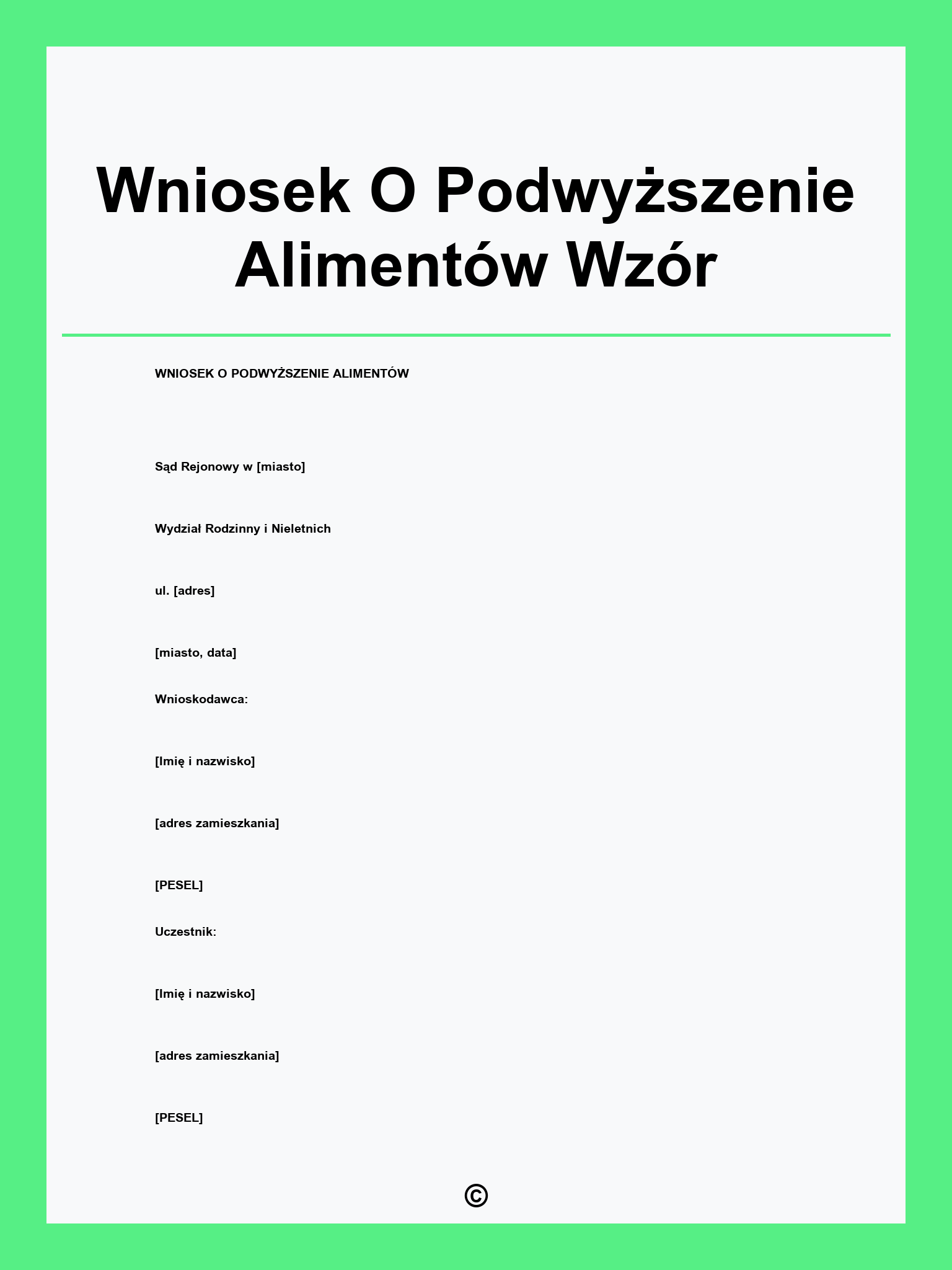 Wniosek O Podwyższenie Alimentów Wzór