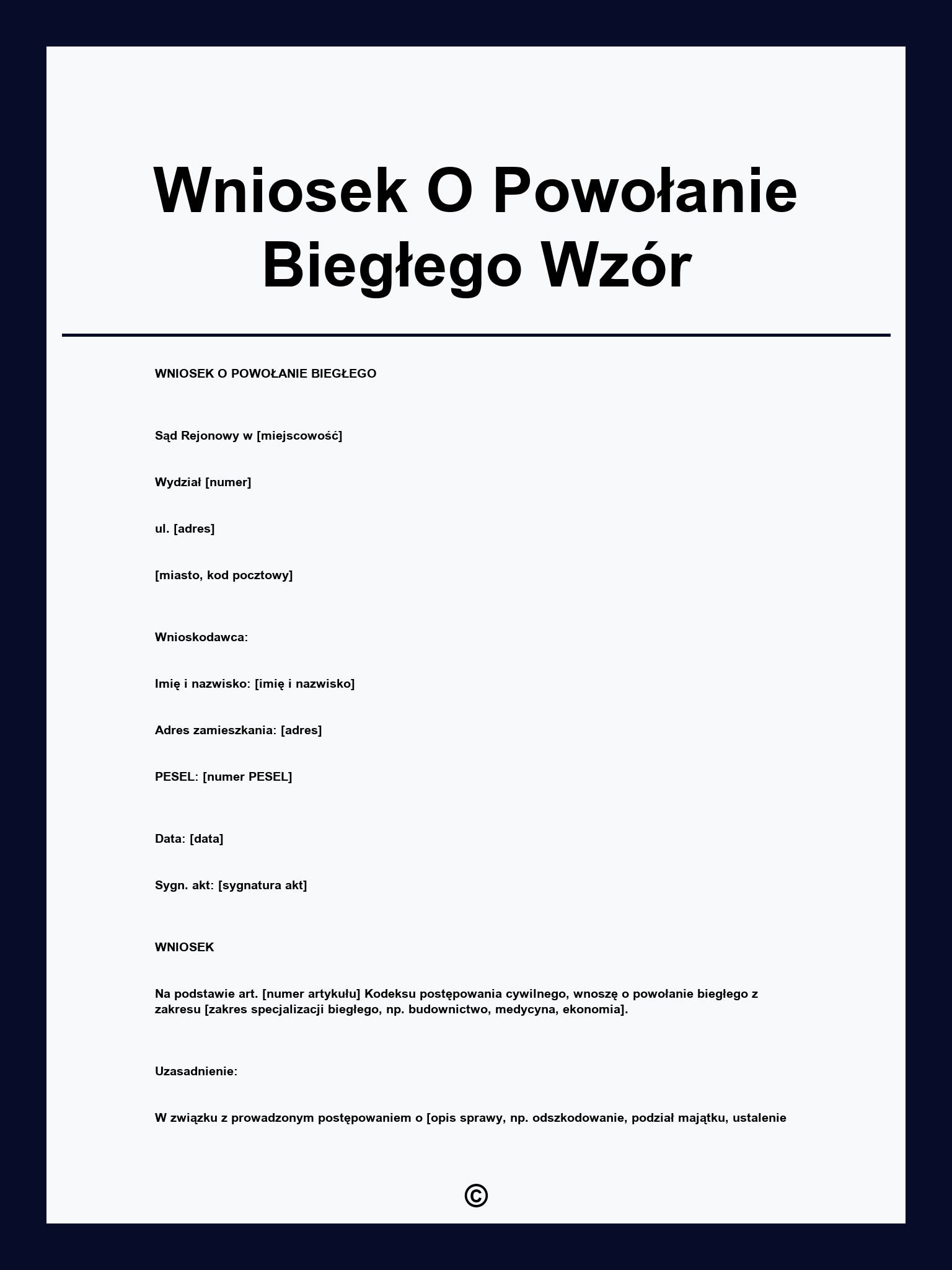 Wniosek O Powołanie Biegłego Wzór
