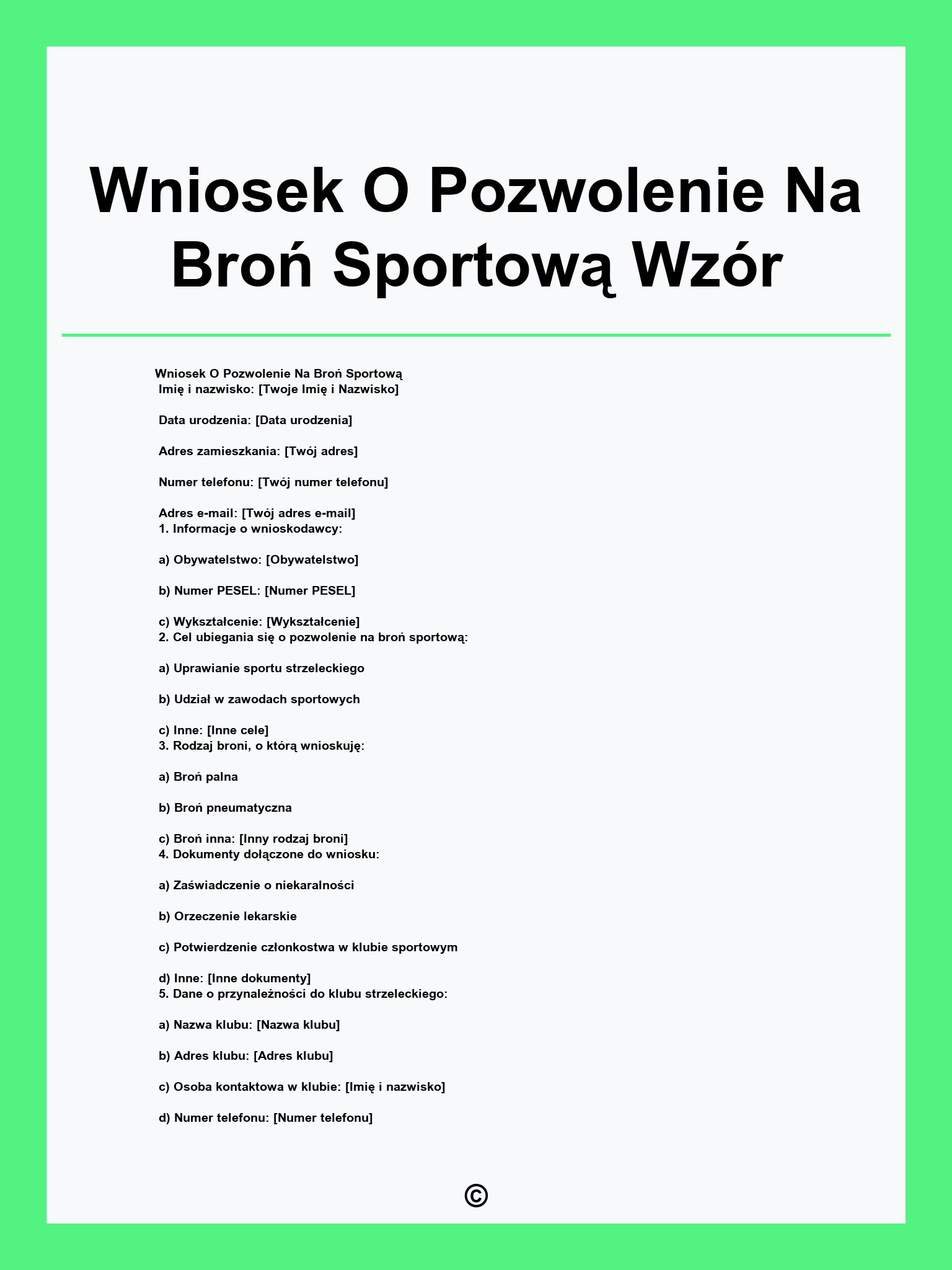 Wniosek O Pozwolenie Na Broń Sportową Wzór