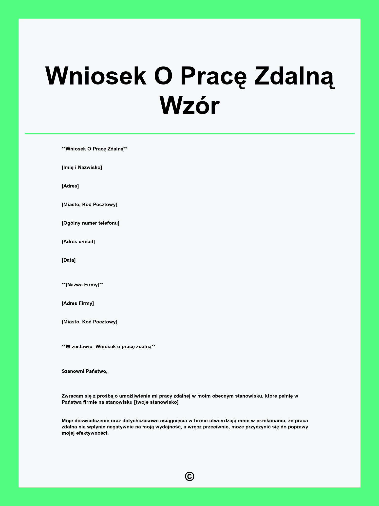 Wniosek O Pracę Zdalną Wzór