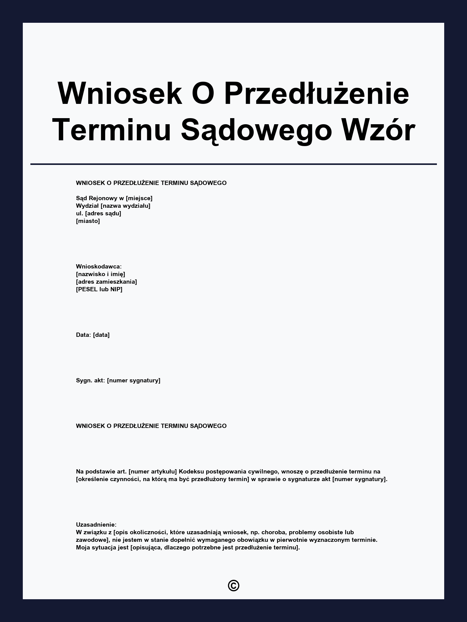 Wniosek O Przedłużenie Terminu Sądowego Wzór