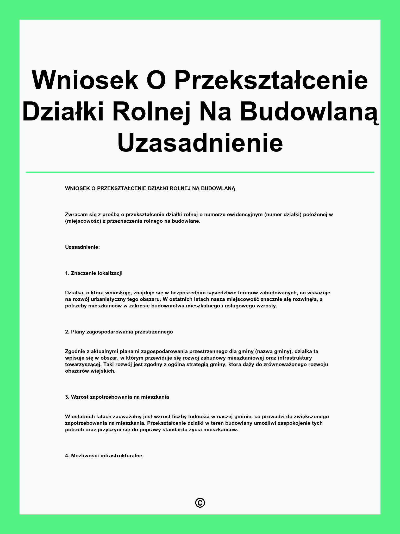 Wniosek O Przekształcenie Działki Rolnej Na Budowlaną Uzasadnienie