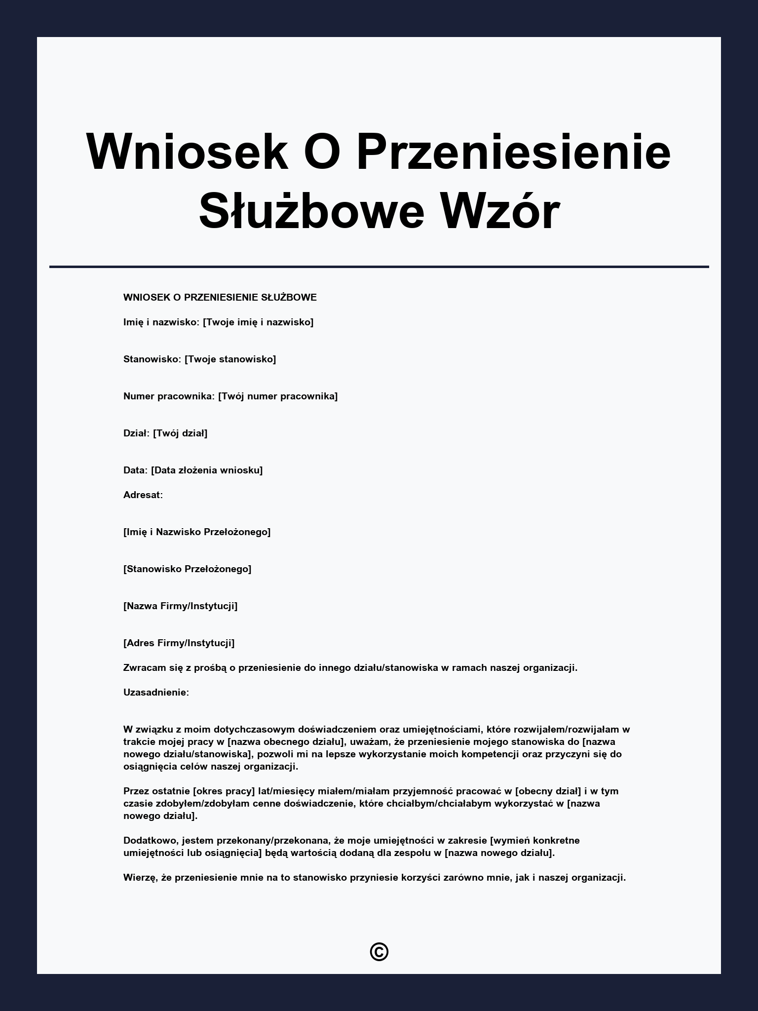 Wniosek O Przeniesienie Służbowe Wzór