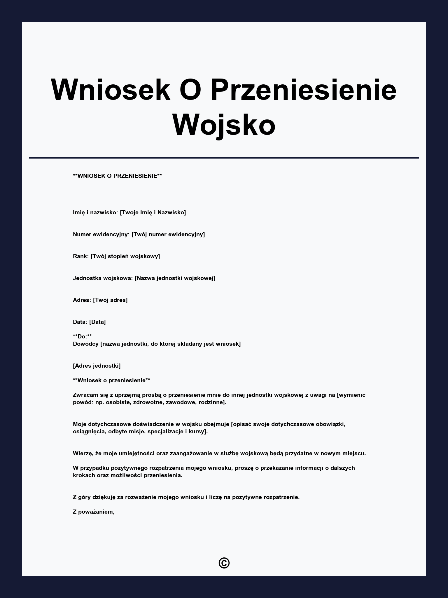 Wniosek O Przeniesienie Wojsko