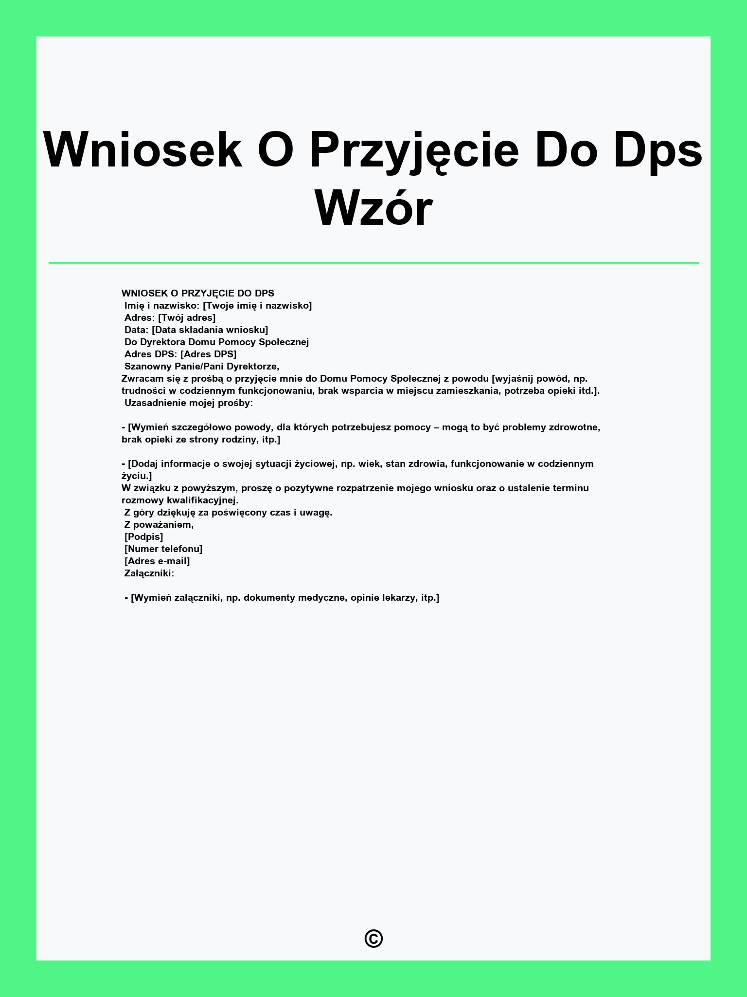 Wniosek O Przyjęcie Do Dps Wzór