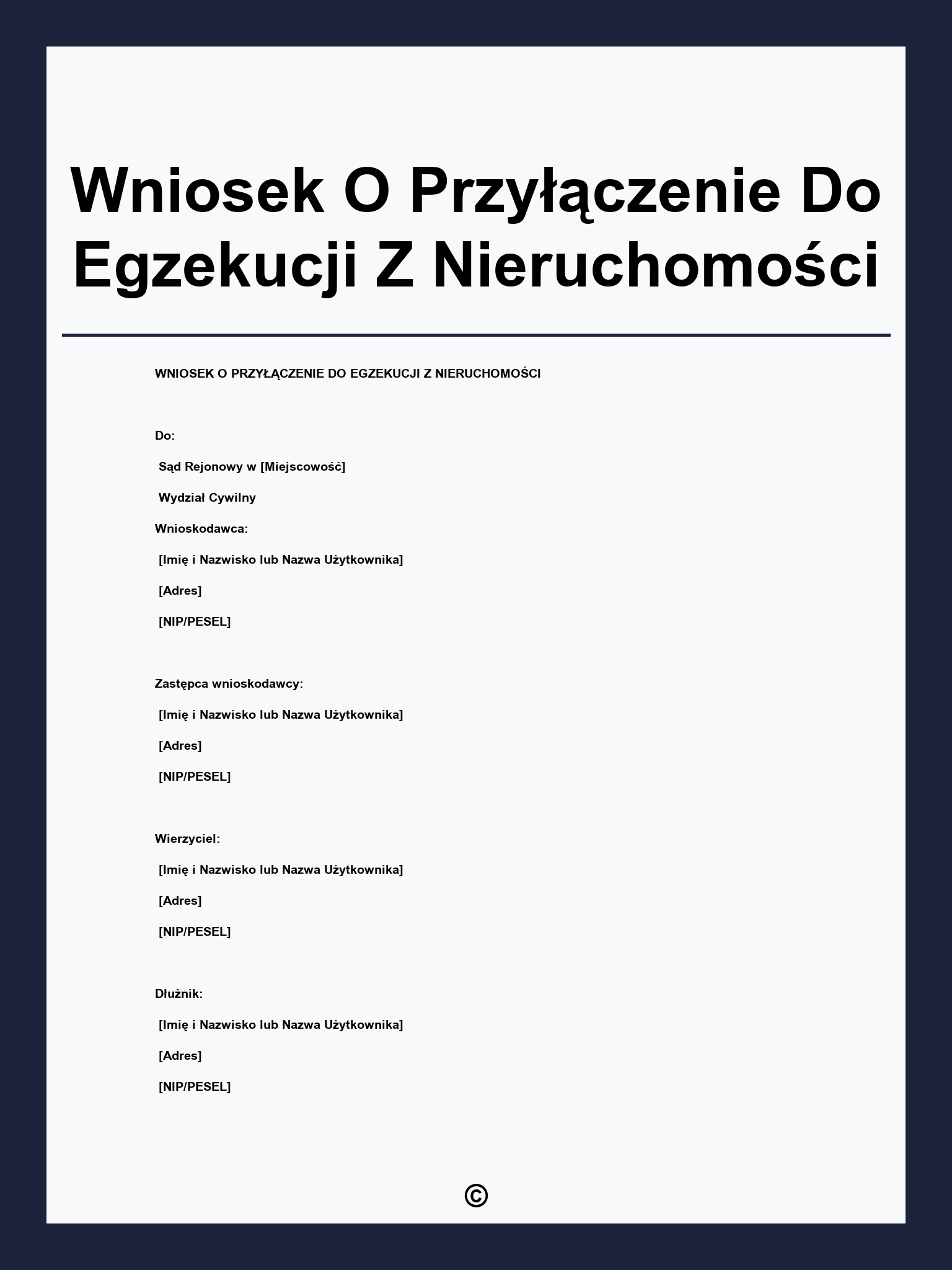 Wniosek O Przyłączenie Do Egzekucji Z Nieruchomości