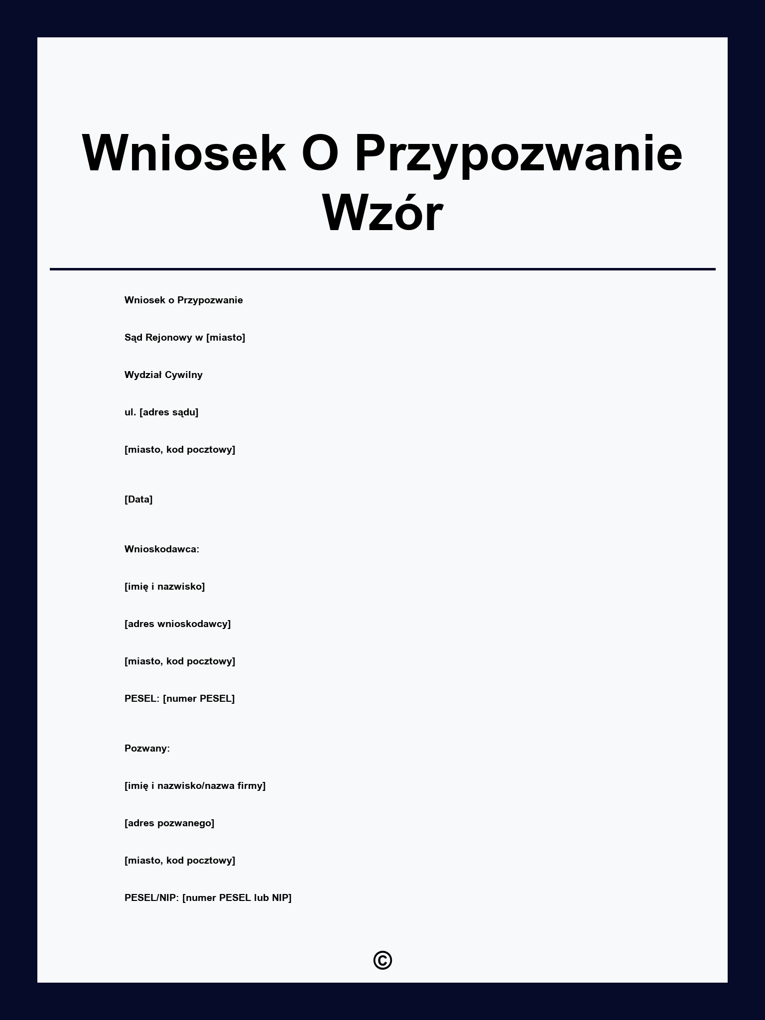 Wniosek O Przypozwanie Wzór