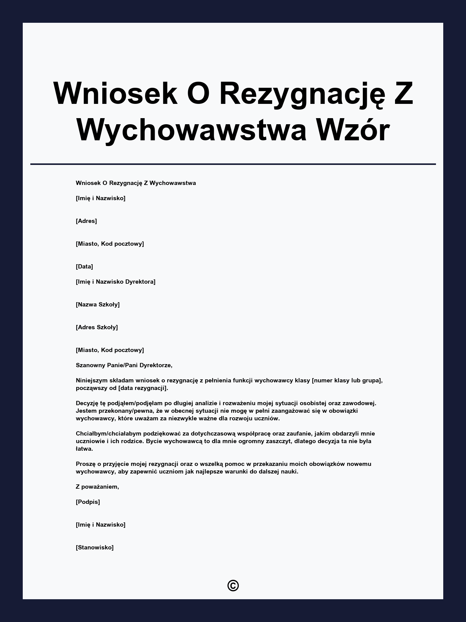 Wniosek O Rezygnację Z Wychowawstwa Wzór