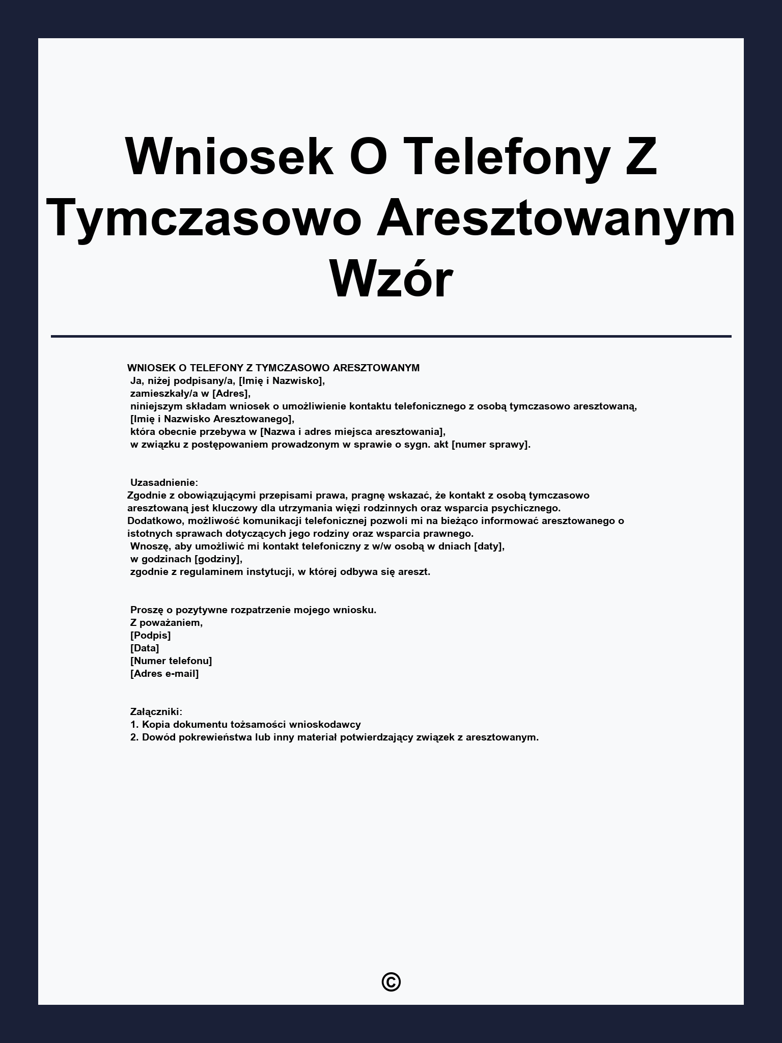 Wniosek O Telefony Z Tymczasowo Aresztowanym Wzór