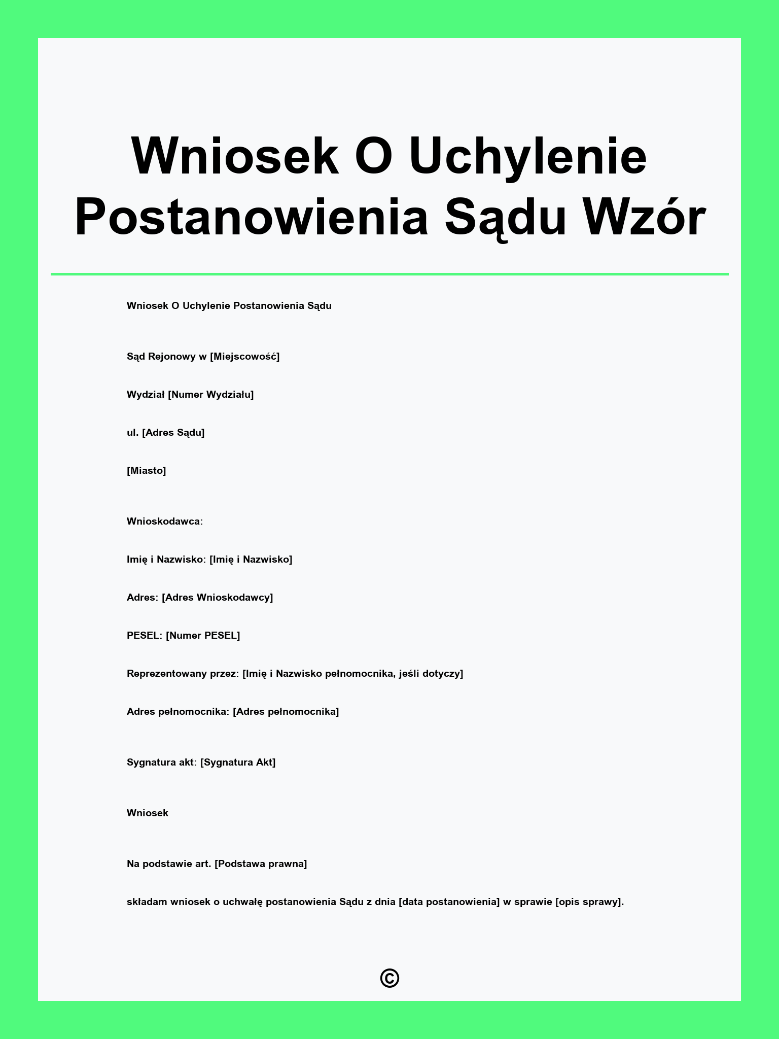 Wniosek O Uchylenie Postanowienia Sądu Wzór