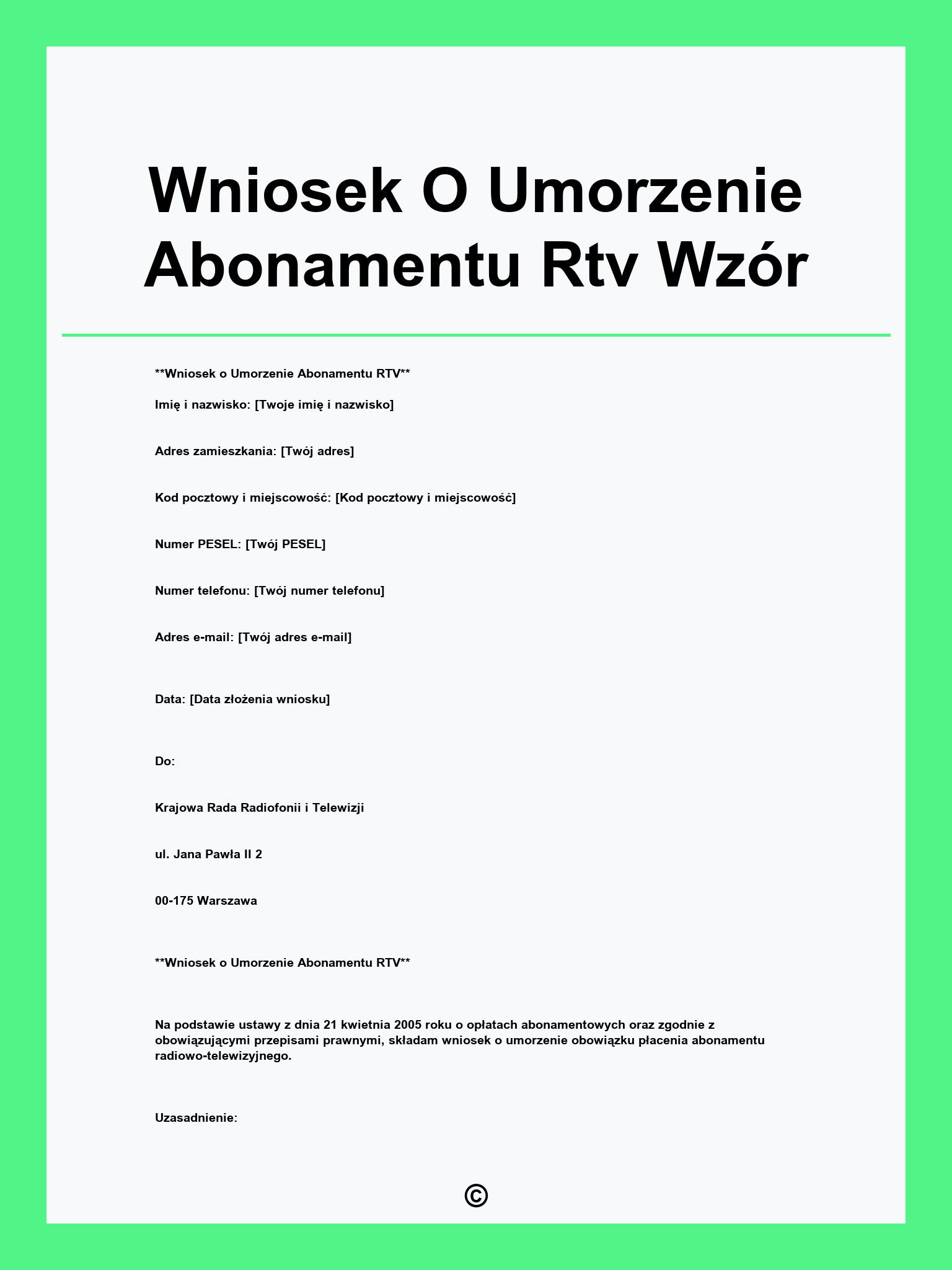 Wniosek O Umorzenie Abonamentu Rtv Wzór