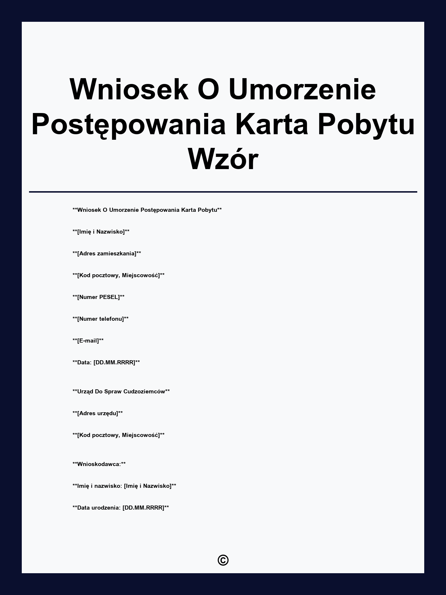 Wniosek O Umorzenie Postępowania Karta Pobytu Wzór