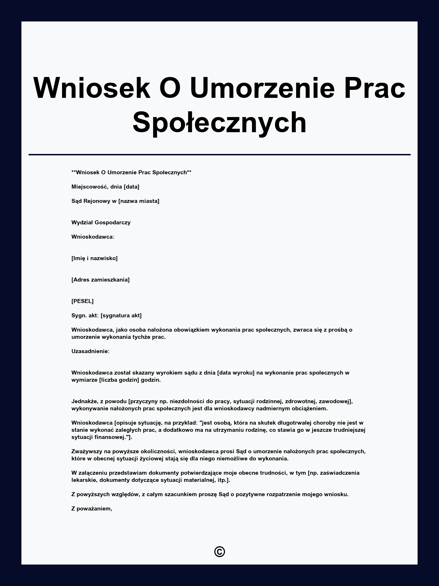 Wniosek O Umorzenie Prac Społecznych