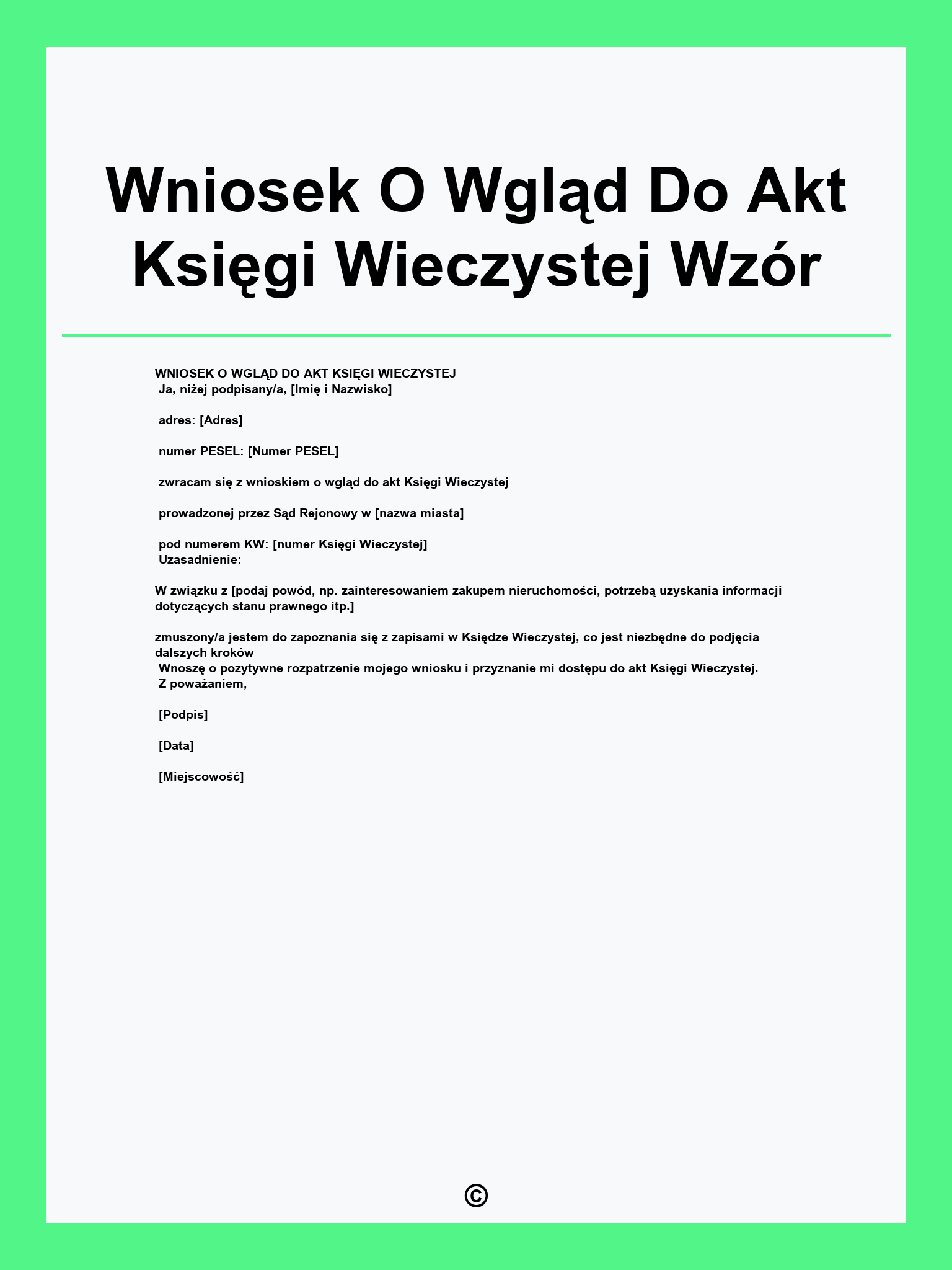 Wniosek O Wgląd Do Akt Księgi Wieczystej Wzór