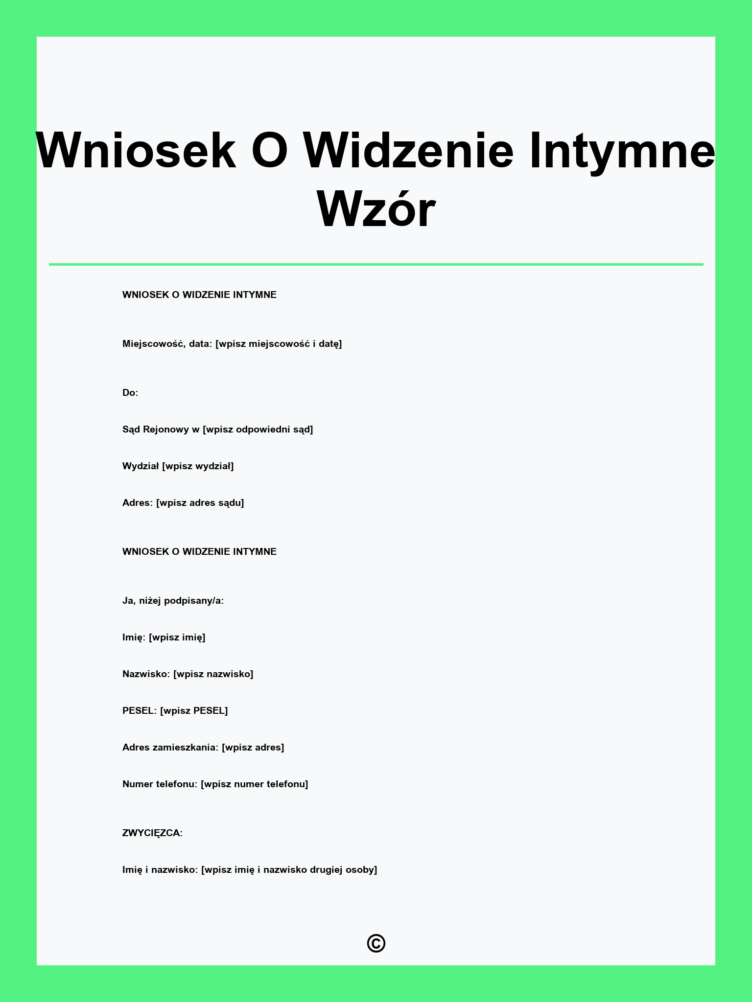 Wniosek O Widzenie Intymne Wzór