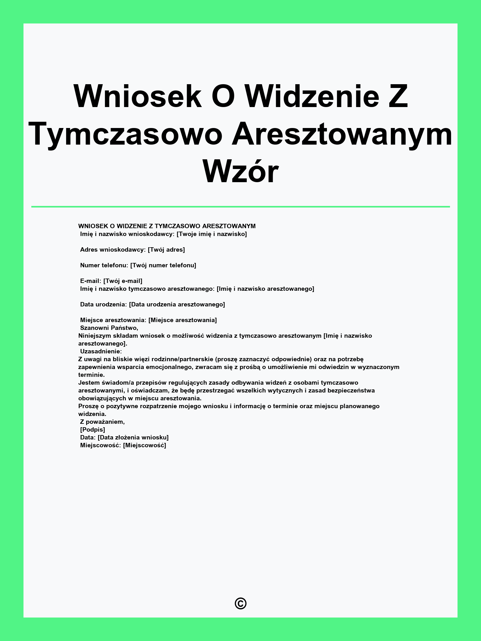 Wniosek O Widzenie Z Tymczasowo Aresztowanym Wzór