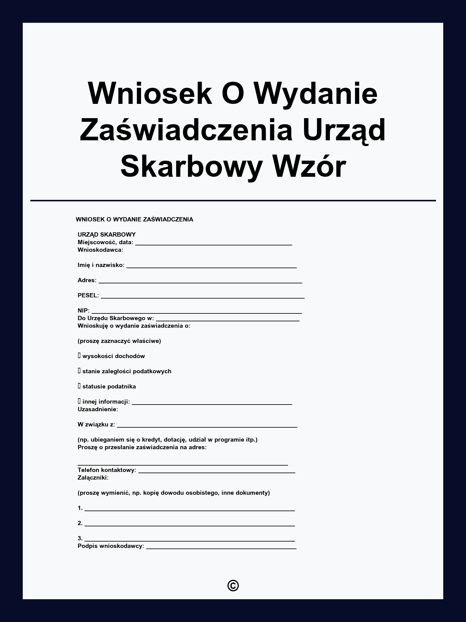 Wniosek O Wydanie Zaświadczenia Urząd Skarbowy Wzór