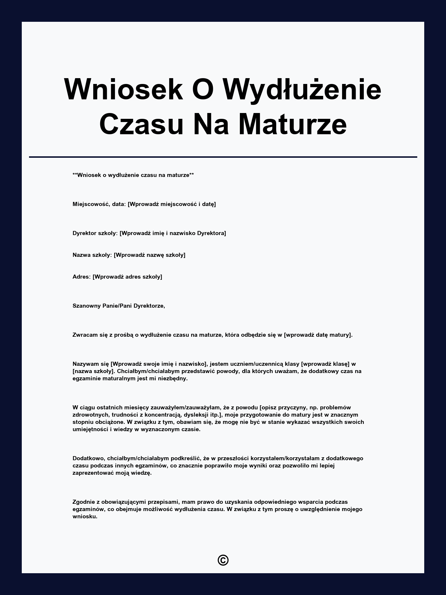 Wniosek O Wydłużenie Czasu Na Maturze