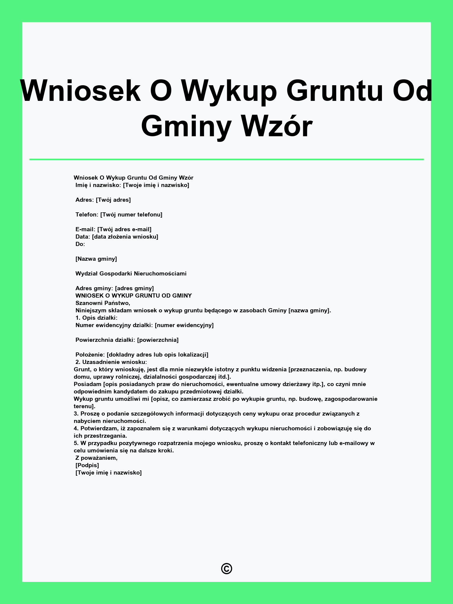 Wniosek O Wykup Gruntu Od Gminy Wzór