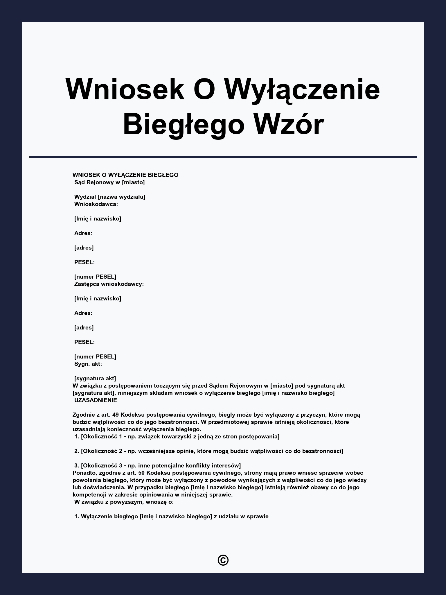 Wniosek O Wyłączenie Biegłego Wzór