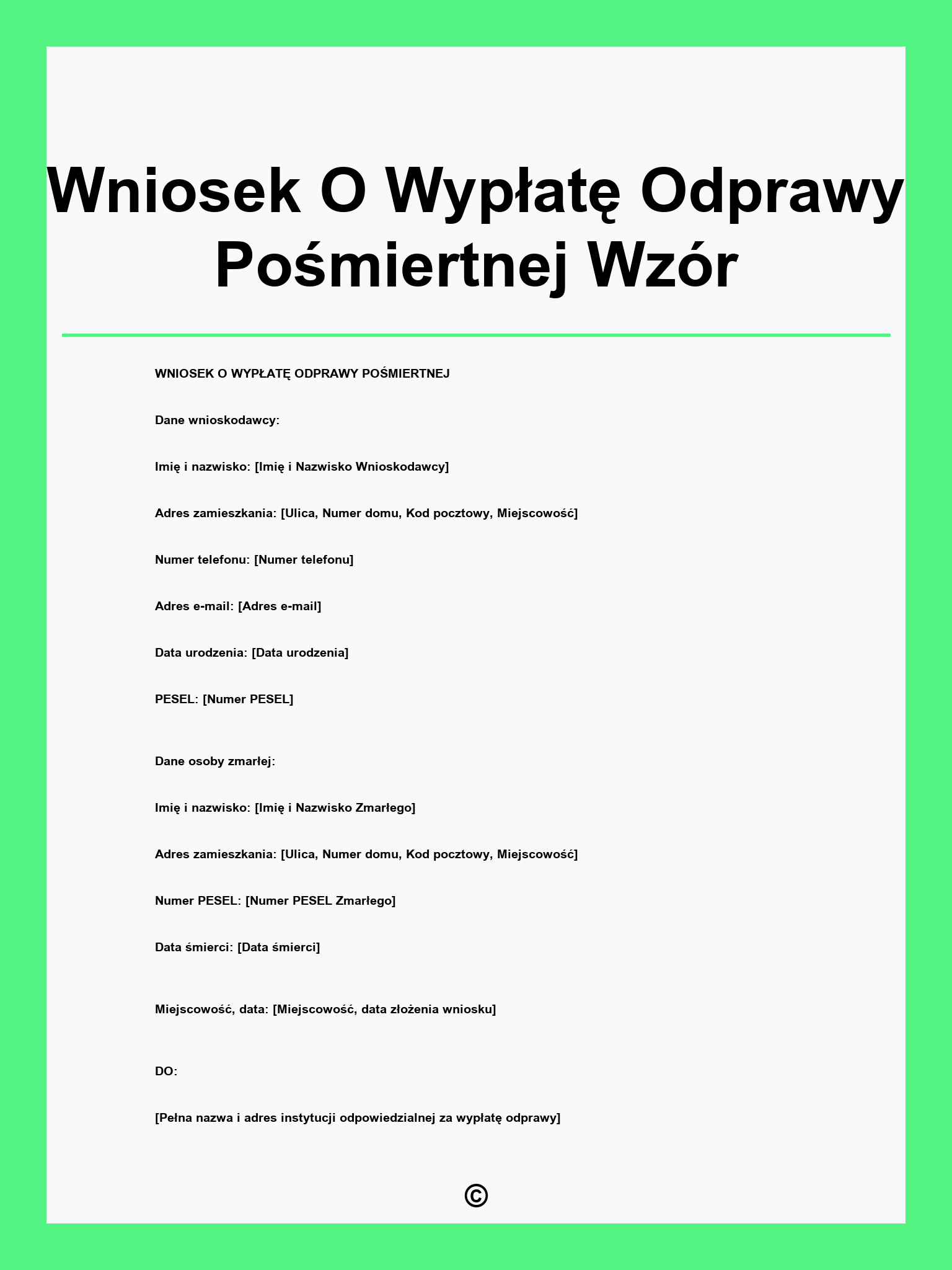 Wniosek O Wypłatę Odprawy Pośmiertnej Wzór