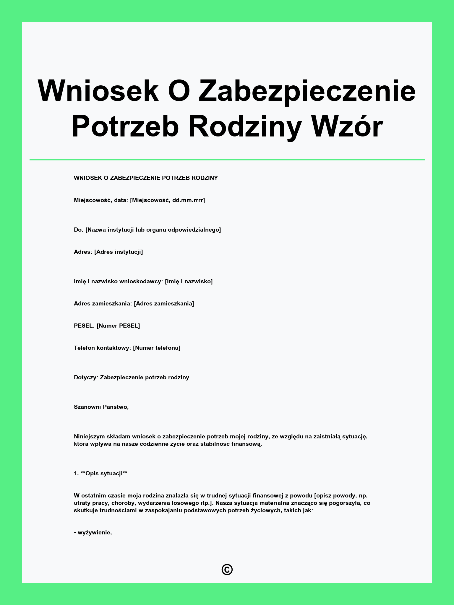 Wniosek O Zabezpieczenie Potrzeb Rodziny Wzór