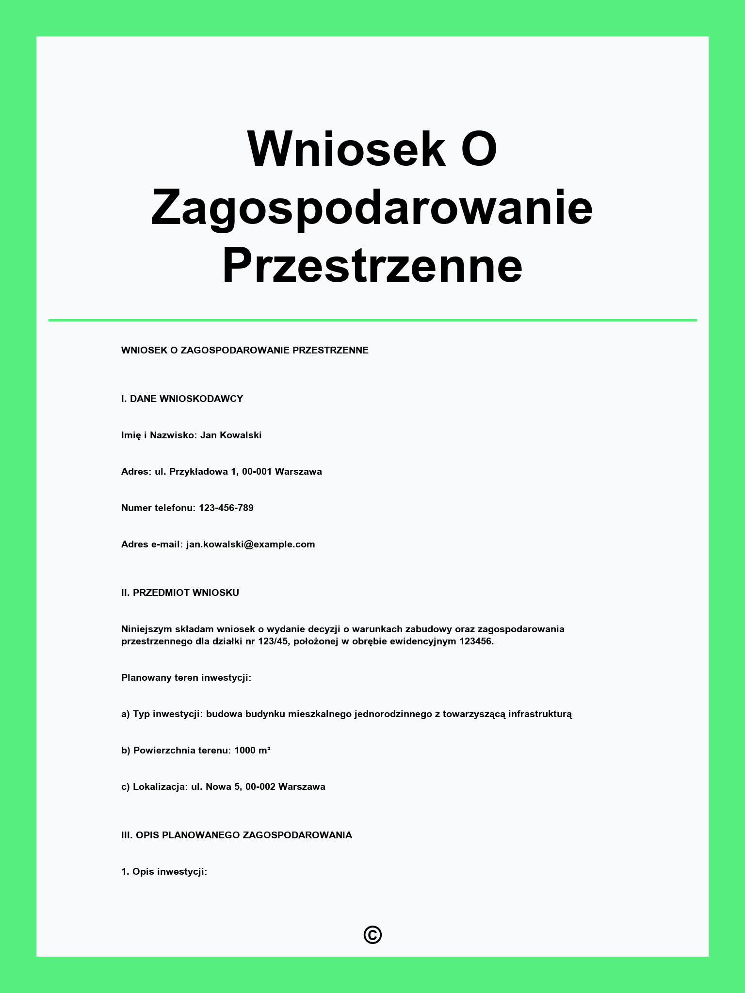 Wniosek O Zagospodarowanie Przestrzenne