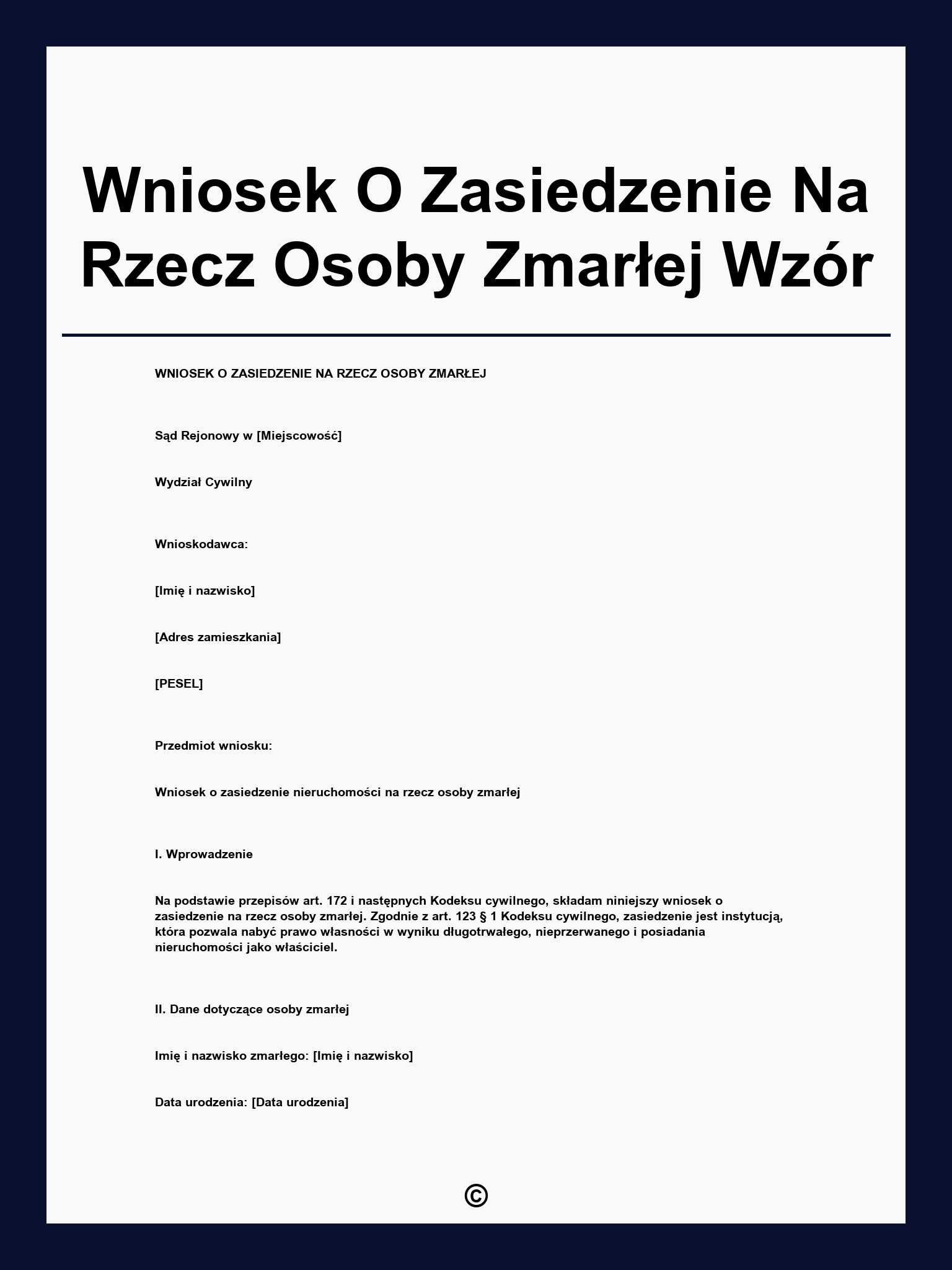 Wniosek O Zasiedzenie Na Rzecz Osoby Zmarłej Wzór