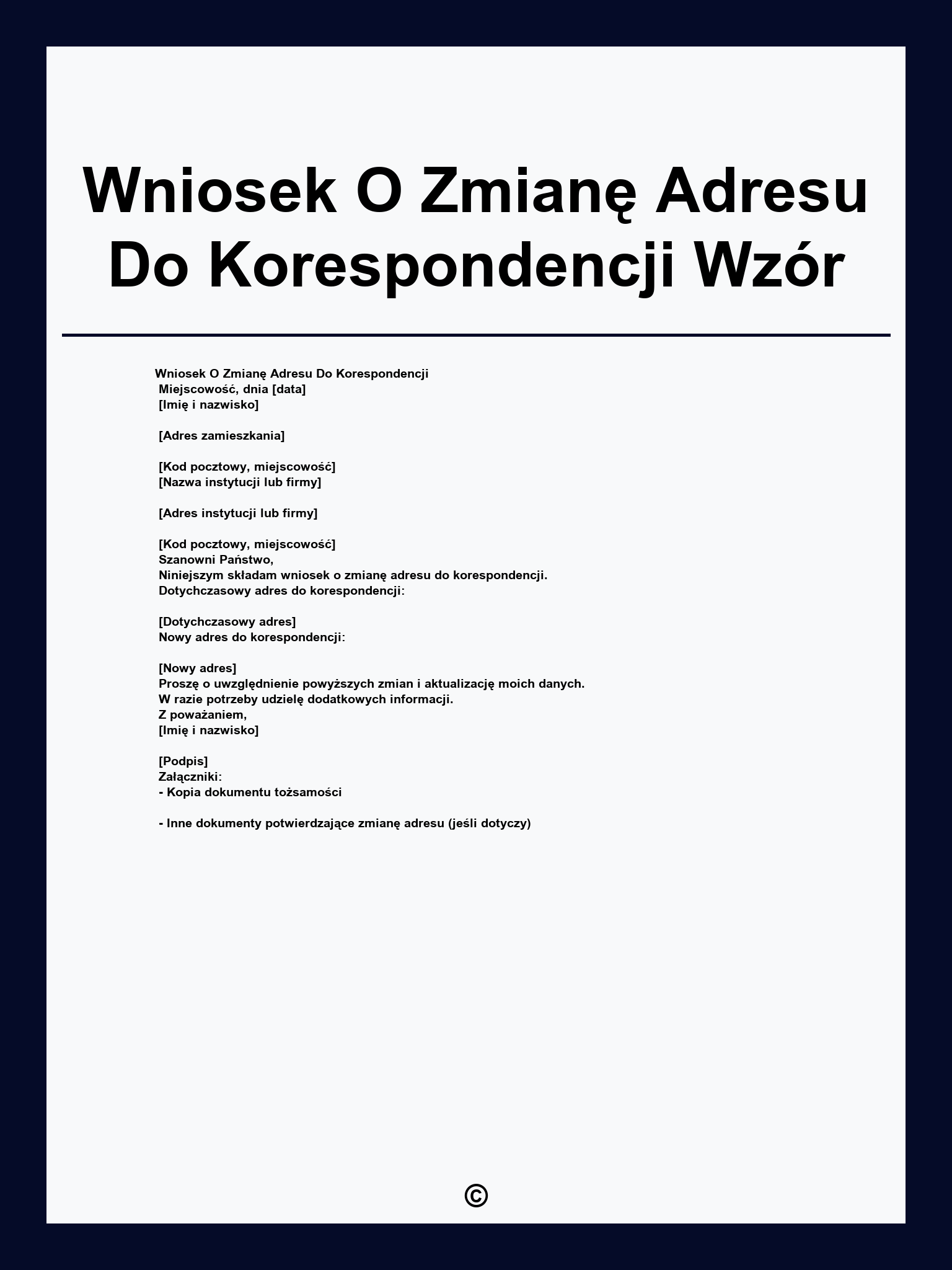 Wniosek O Zmianę Adresu Do Korespondencji Wzór