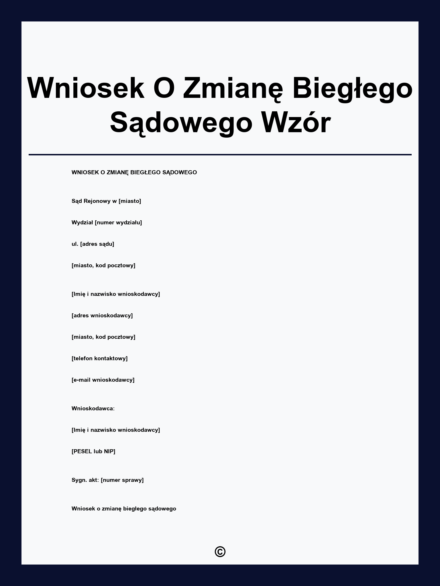 Wniosek O Zmianę Biegłego Sądowego Wzór
