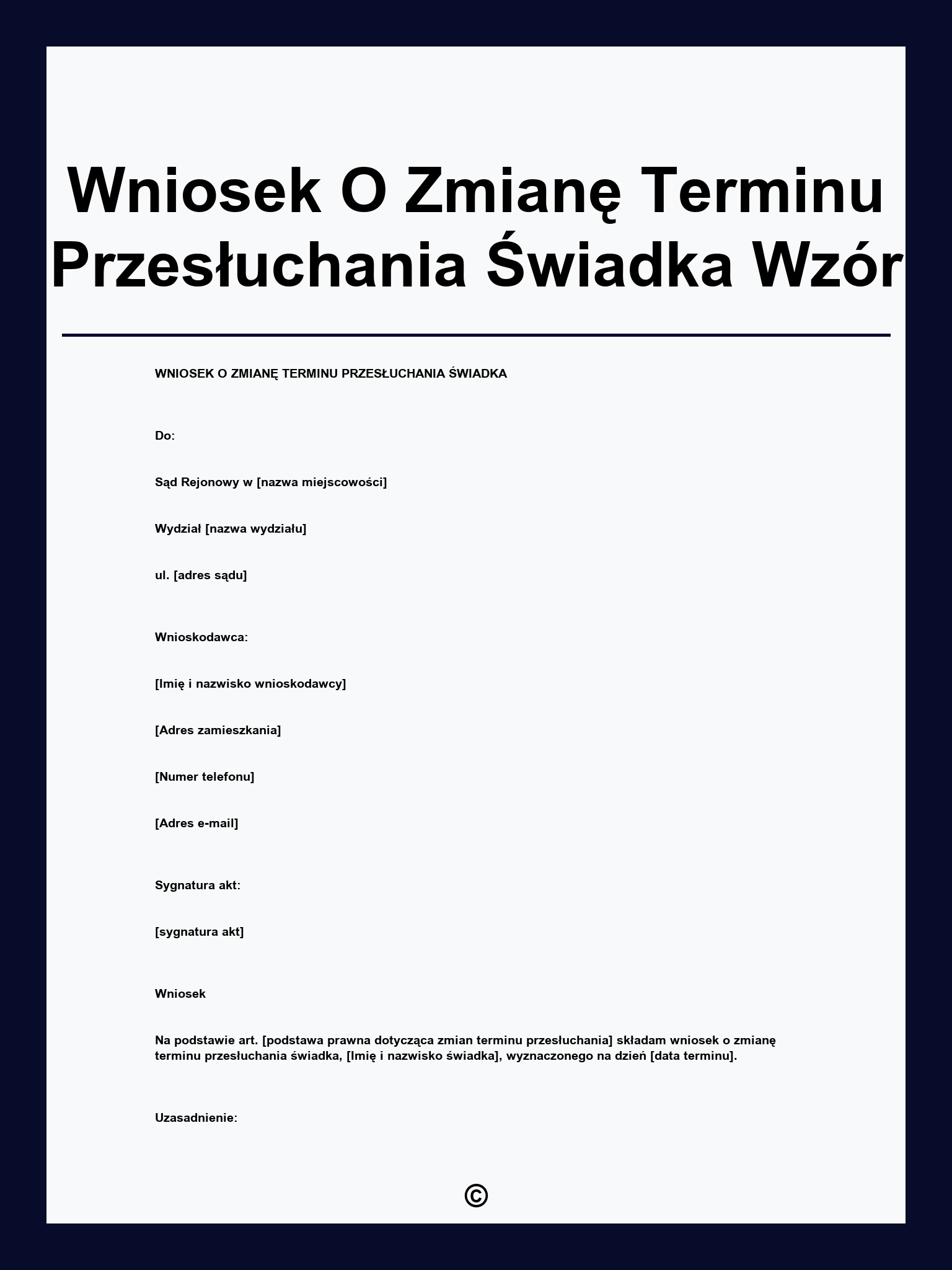 Wniosek O Zmianę Terminu Przesłuchania Świadka Wzór