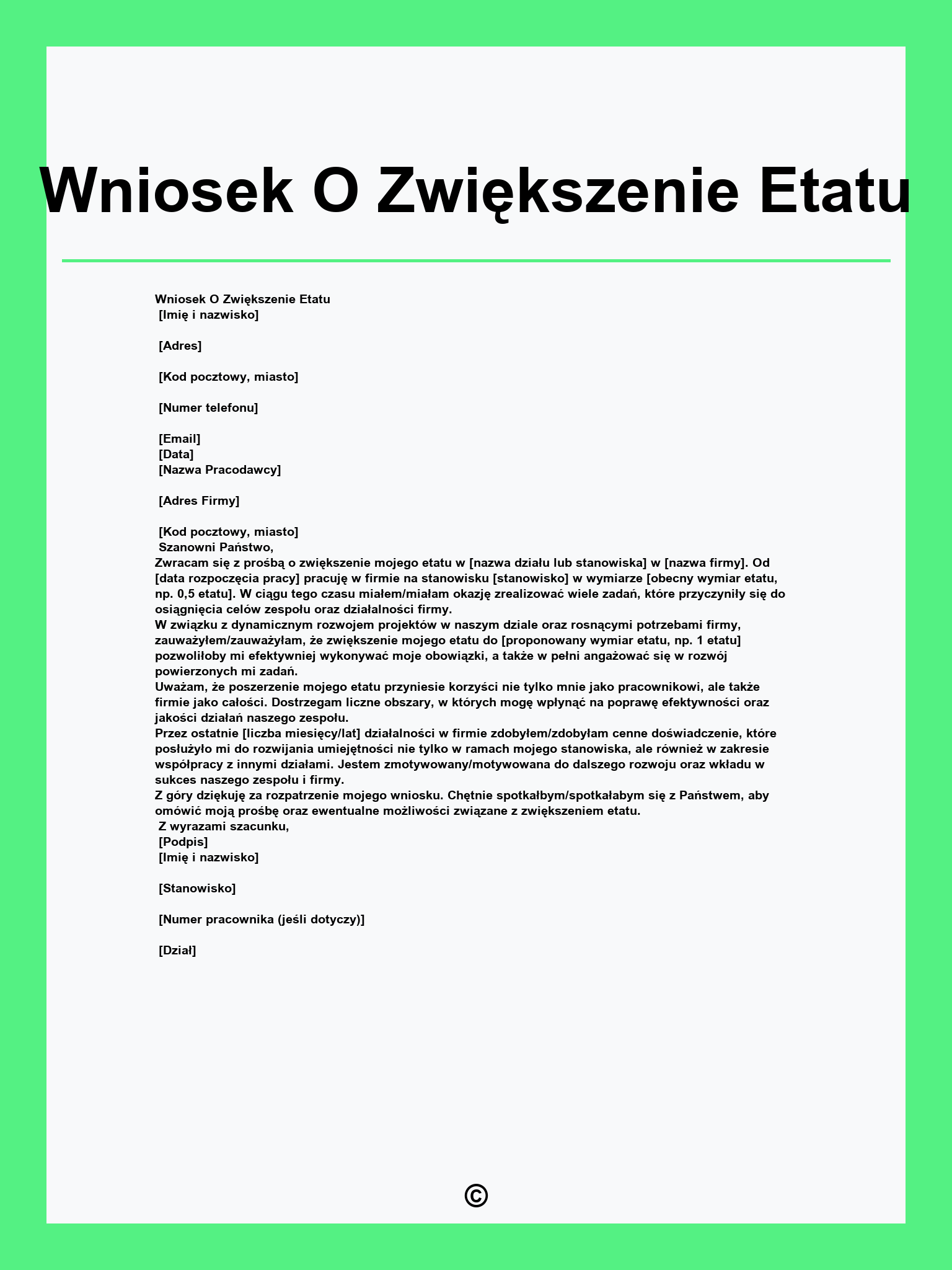 Wniosek O Zwiększenie Etatu