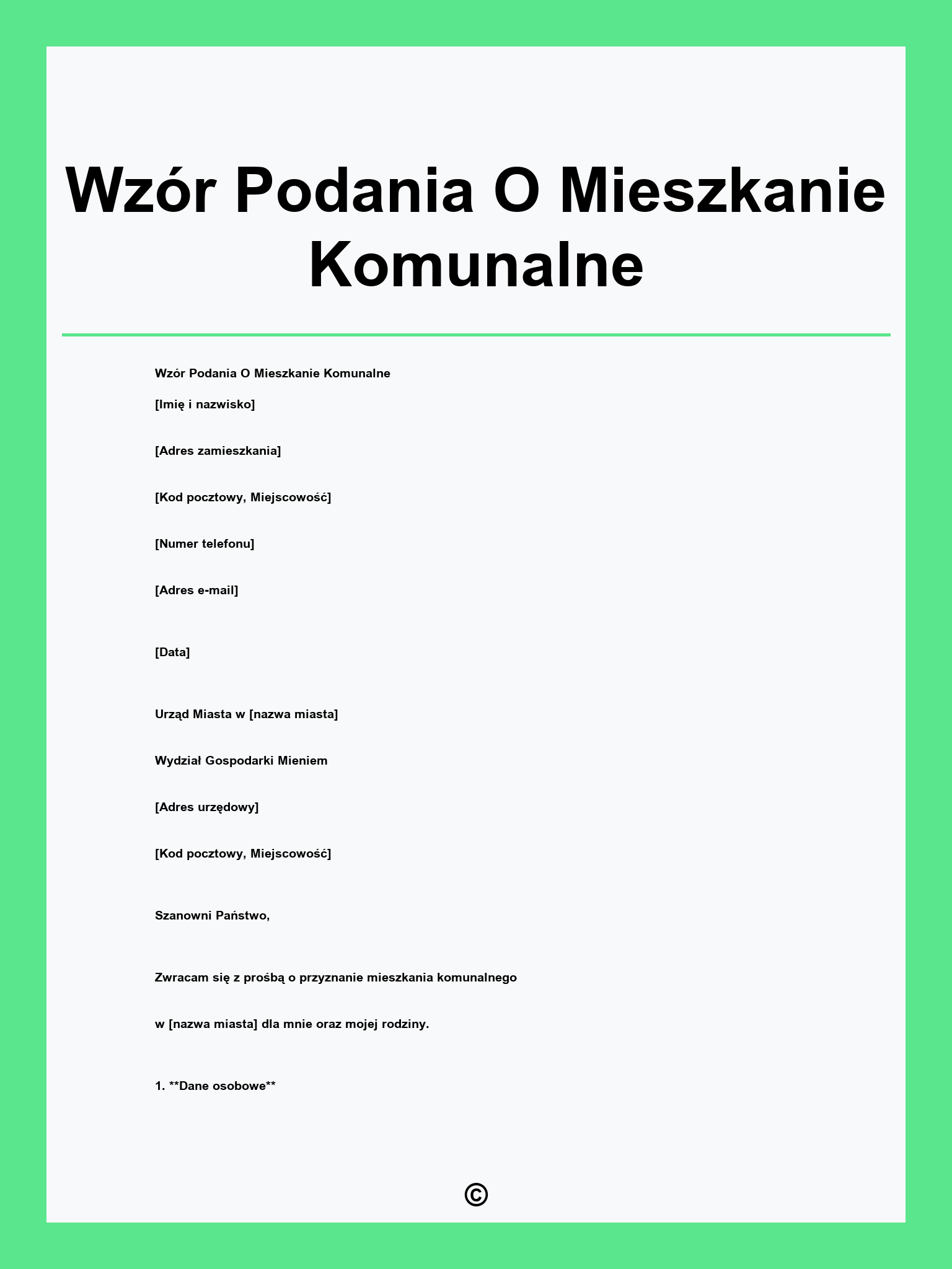 Wzór Podania O Mieszkanie Komunalne
